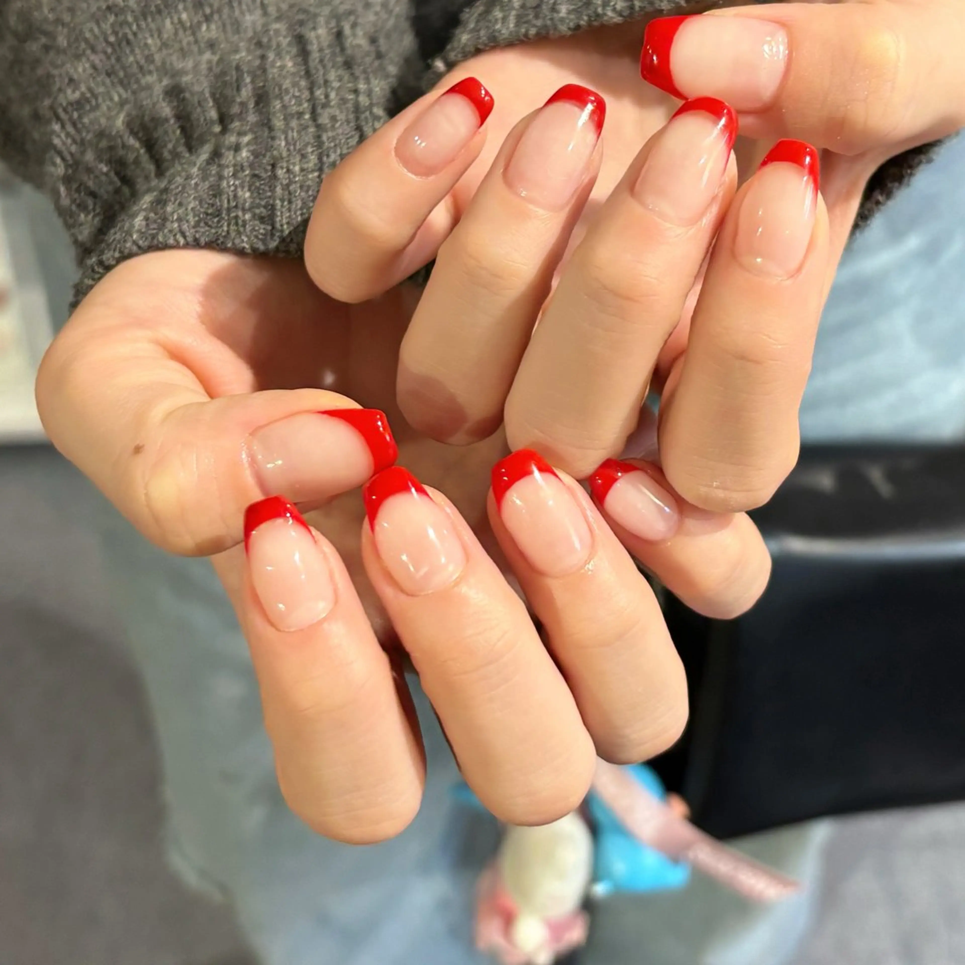 ネイル フレンチネイル 赤色 HONOKA W 【深江橋店】のネイルデザイン