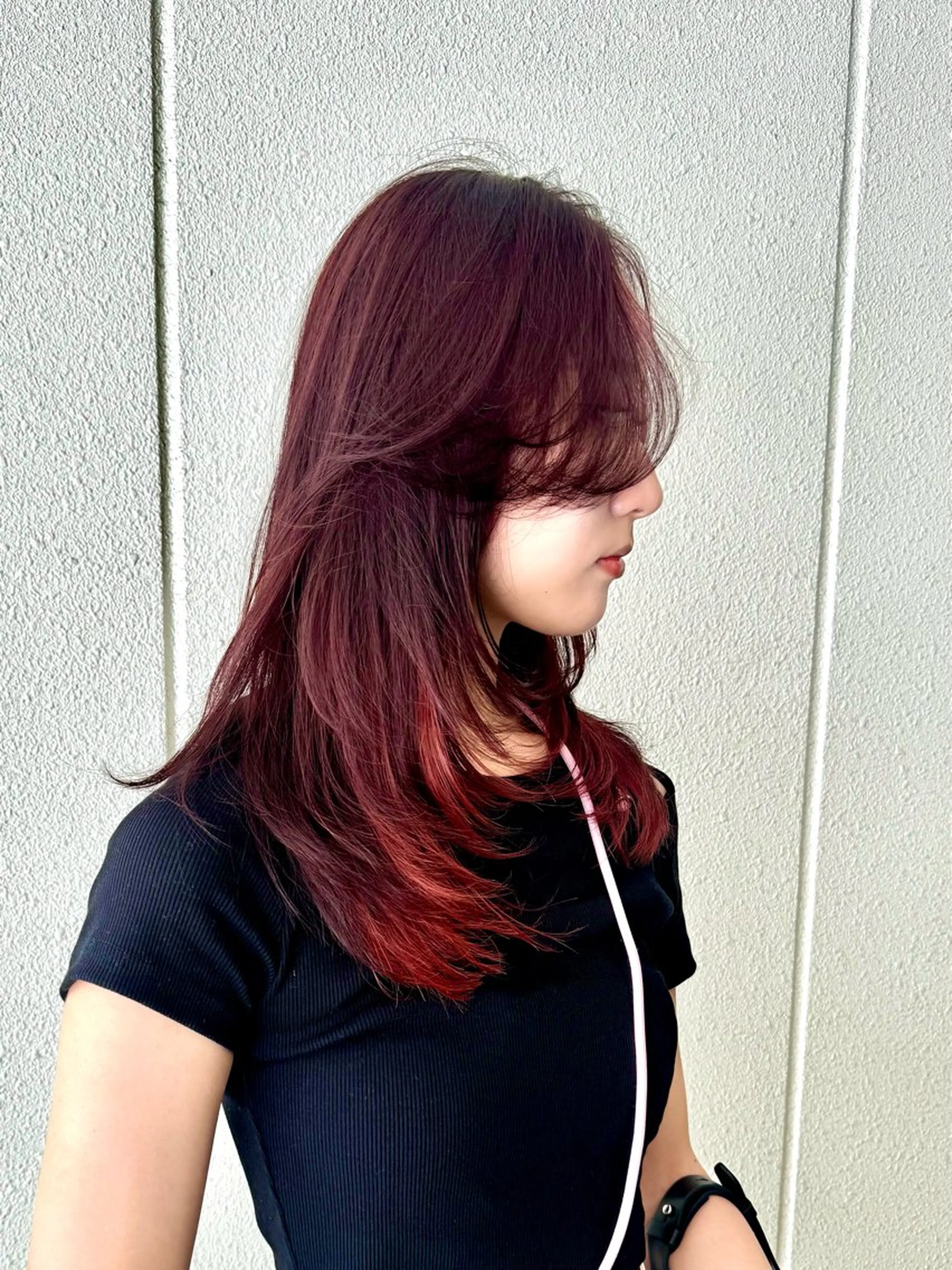 セミロング カラー レッドカラー レイヤーカット カット トリートメント ハイトーン/レイヤー /ウルフ⭐️永田⭐️のヘアスタイル