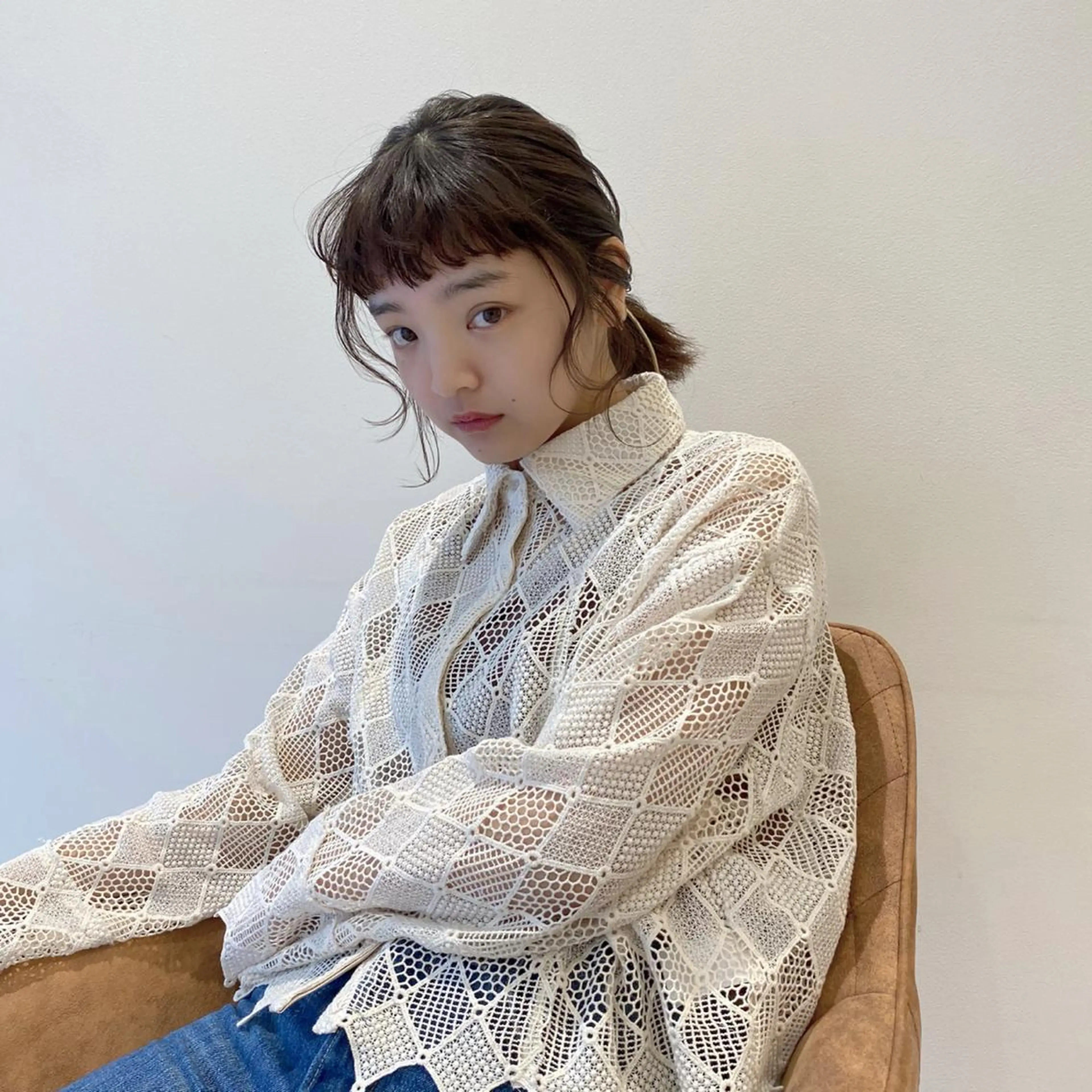 プレイングカラー🤍 細めハイライトのヘアスタイル