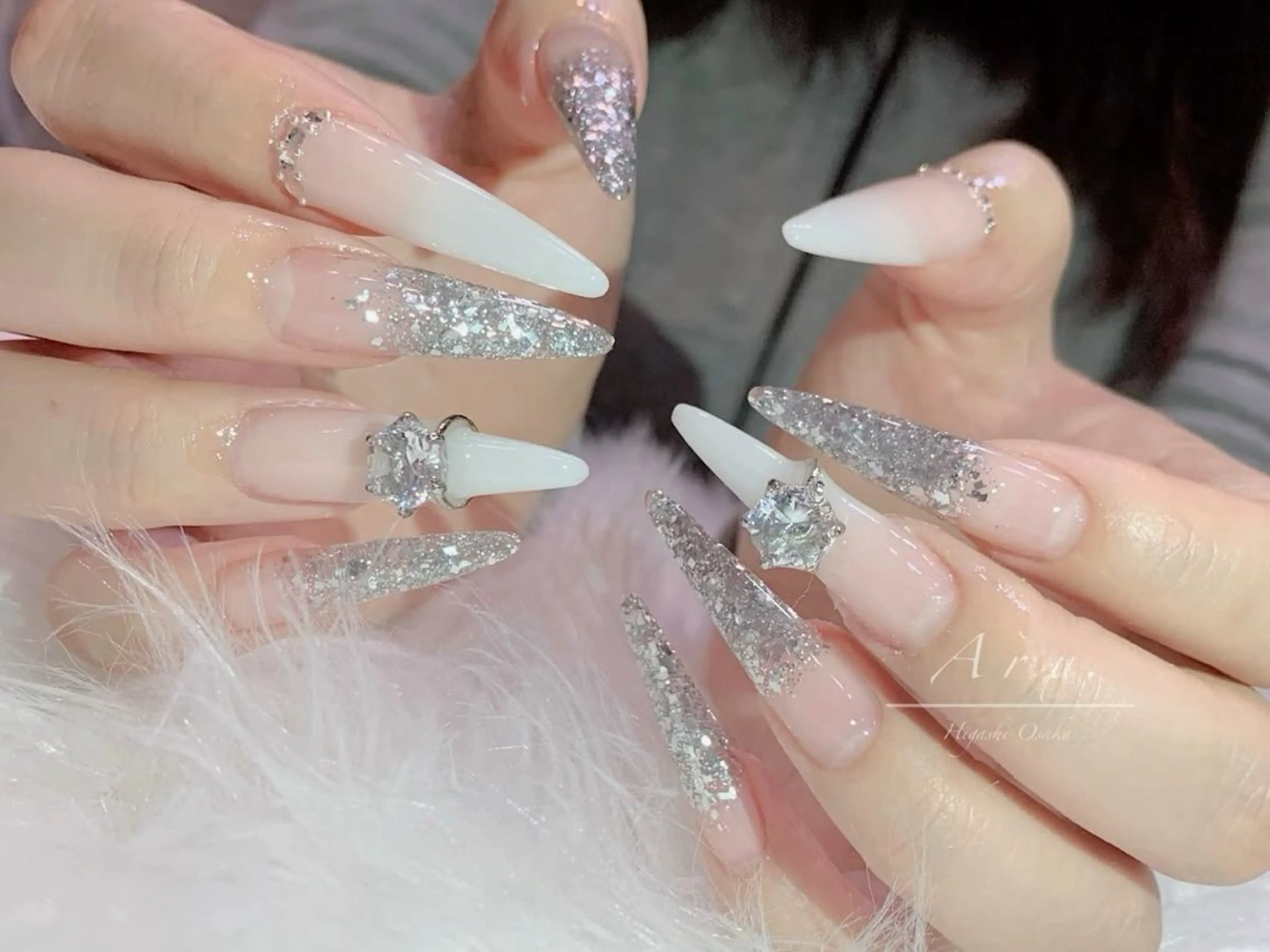 ネイル アートネイル 長さ出し ジェルネイル マグネットネイル ニュアンスネイル ハンドネイル なな_ CloudyChanのネイルデザイン