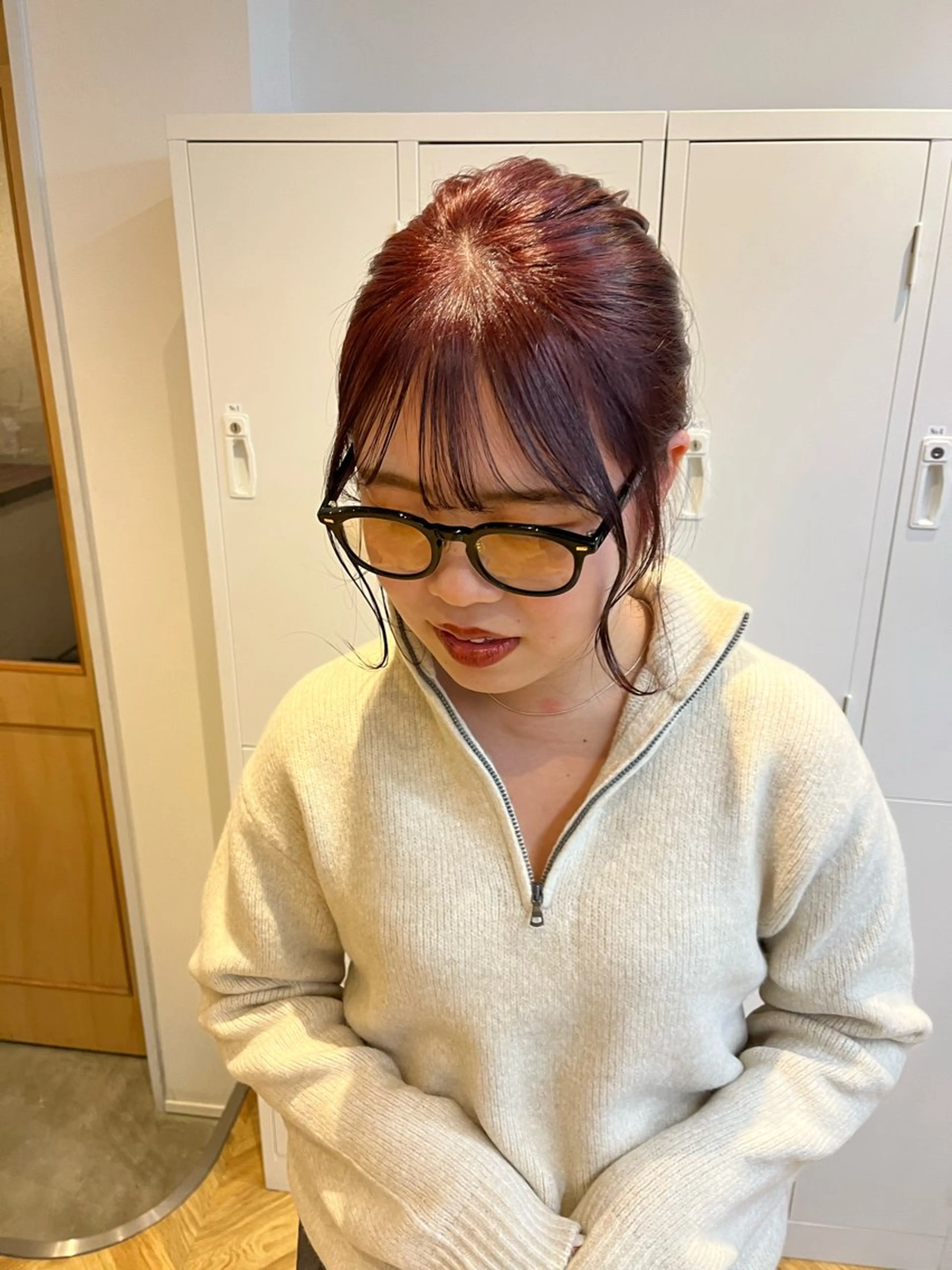 カラー ブリーチ ダブルカラー ブリーチなしカラー レッドカラー 凜 (りん)のヘアスタイル
