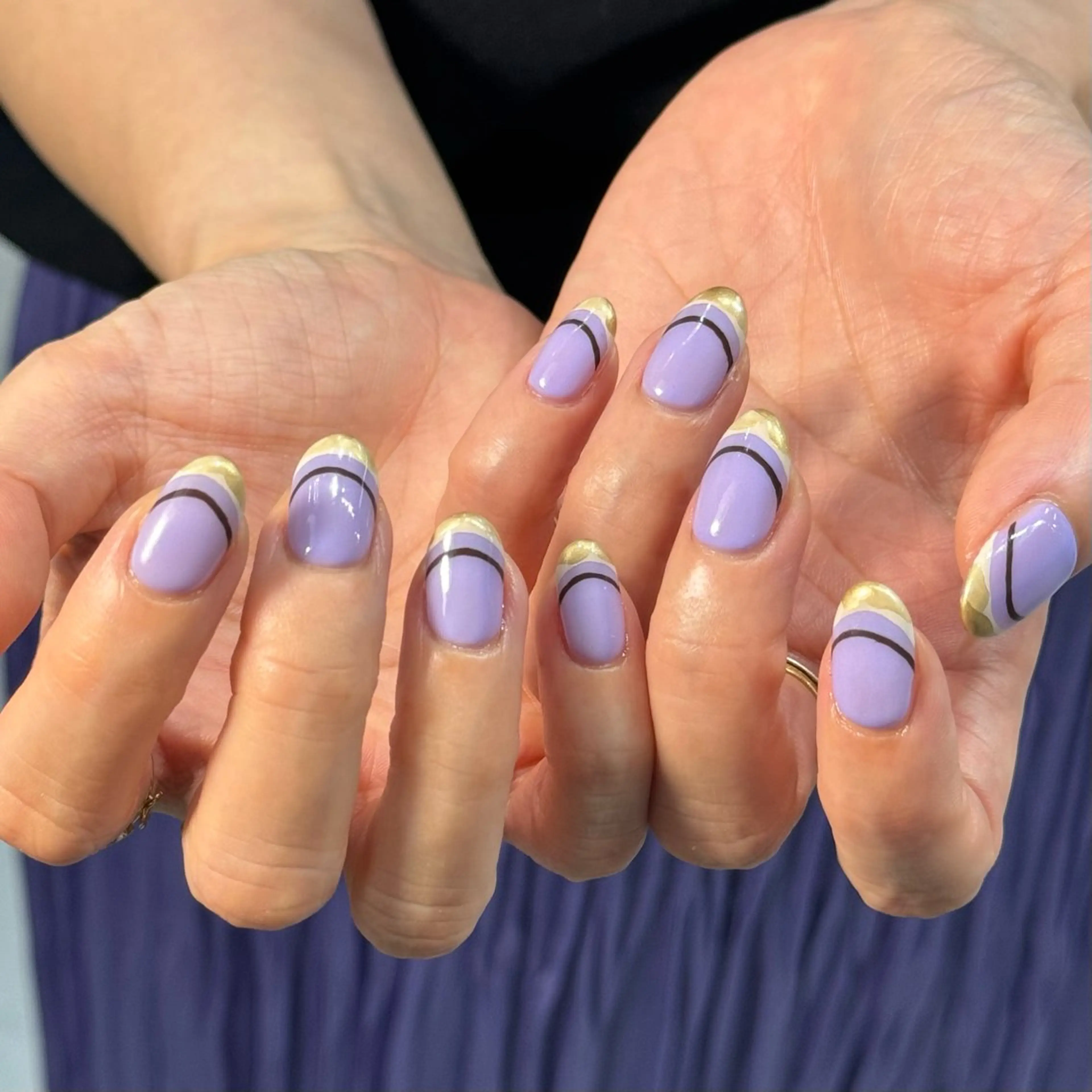 ネイル ブラウン フレンチネイル パープル ホワイト ハンドネイル Momoka ネイリスト福岡/薬院のネイルデザイン