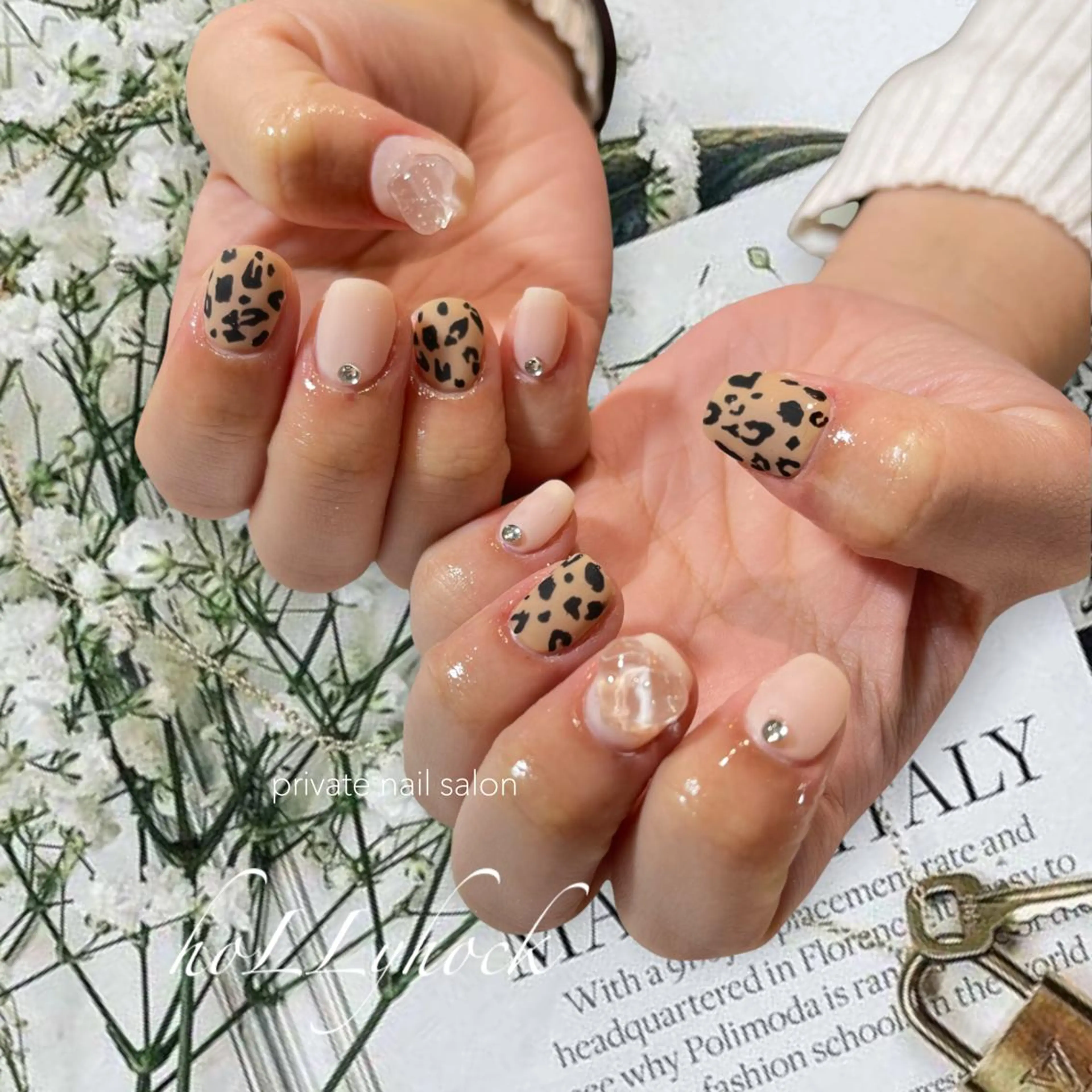 ネイル アニマル柄 アートネイル ハンドネイル nail salon hoLLyhockのネイルデザイン