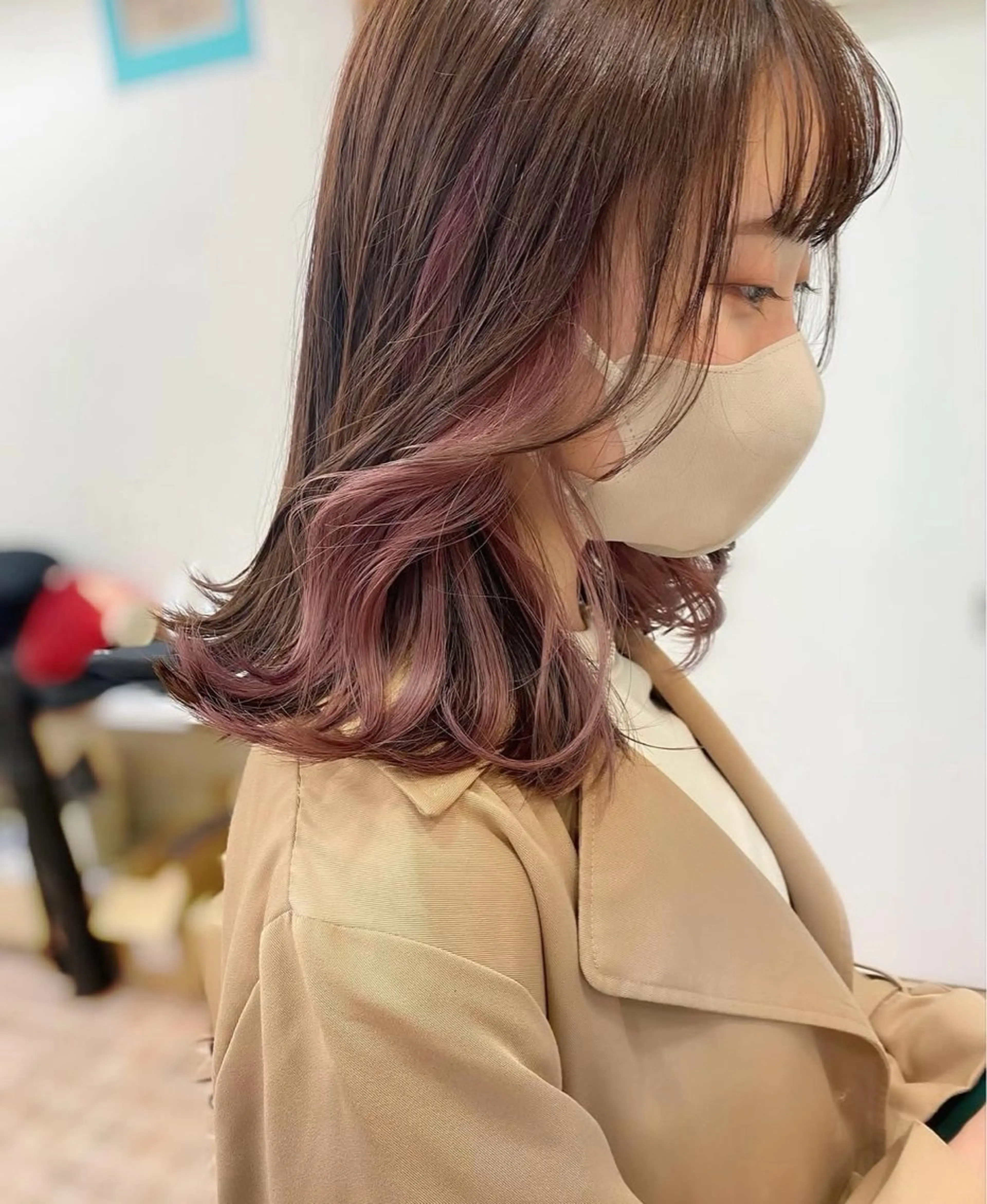 ミディアム カラー インナーカラー ピンクカラー ヘアカラー ナカジマ ナナのヘアスタイル