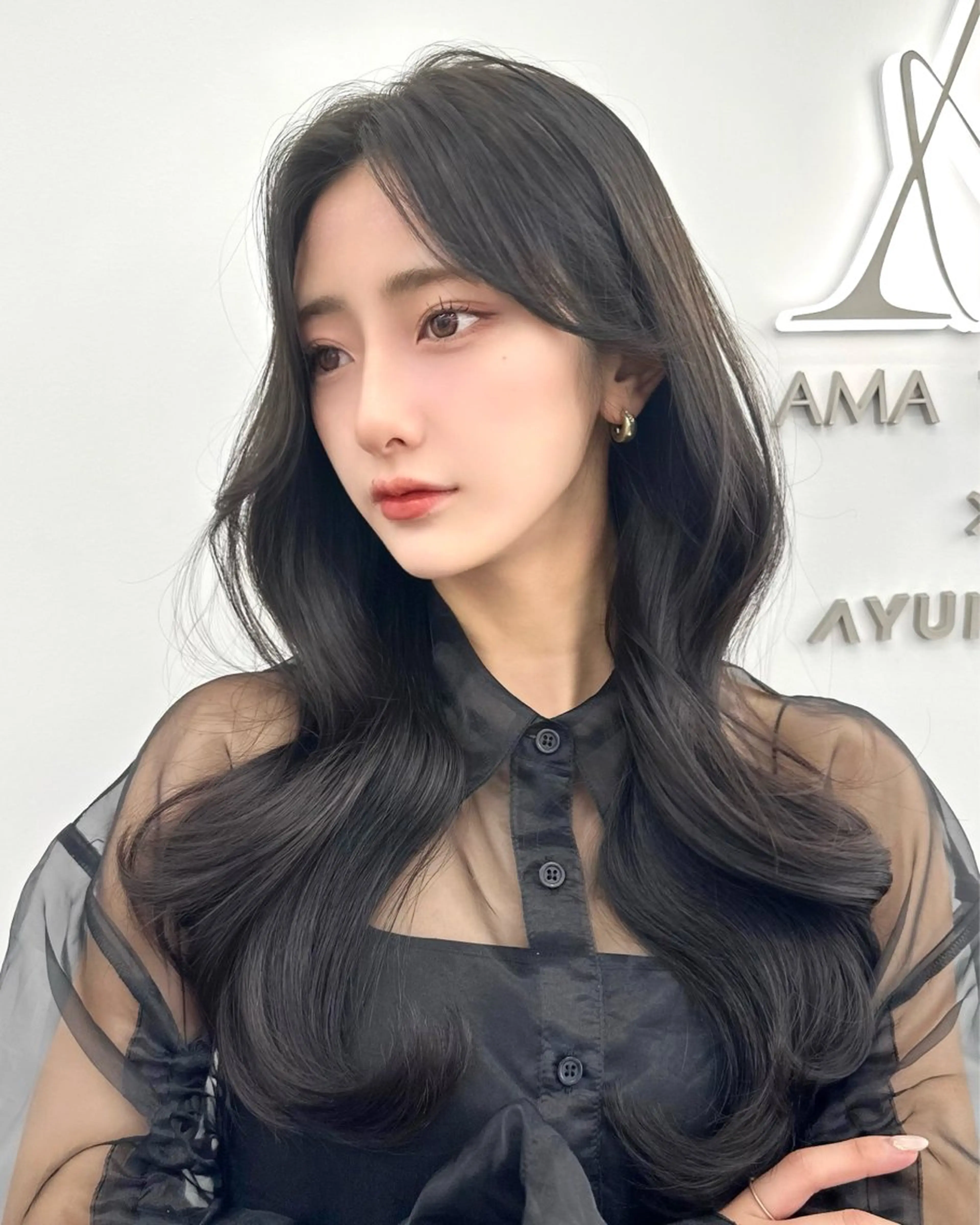 セミロング 韓国風ヘア レイヤーカット カット ヘアカラー トリートメント ヘッドスパ ヘアセット 前髪顔まわりカット 🌈中村海聖のヘアスタイル