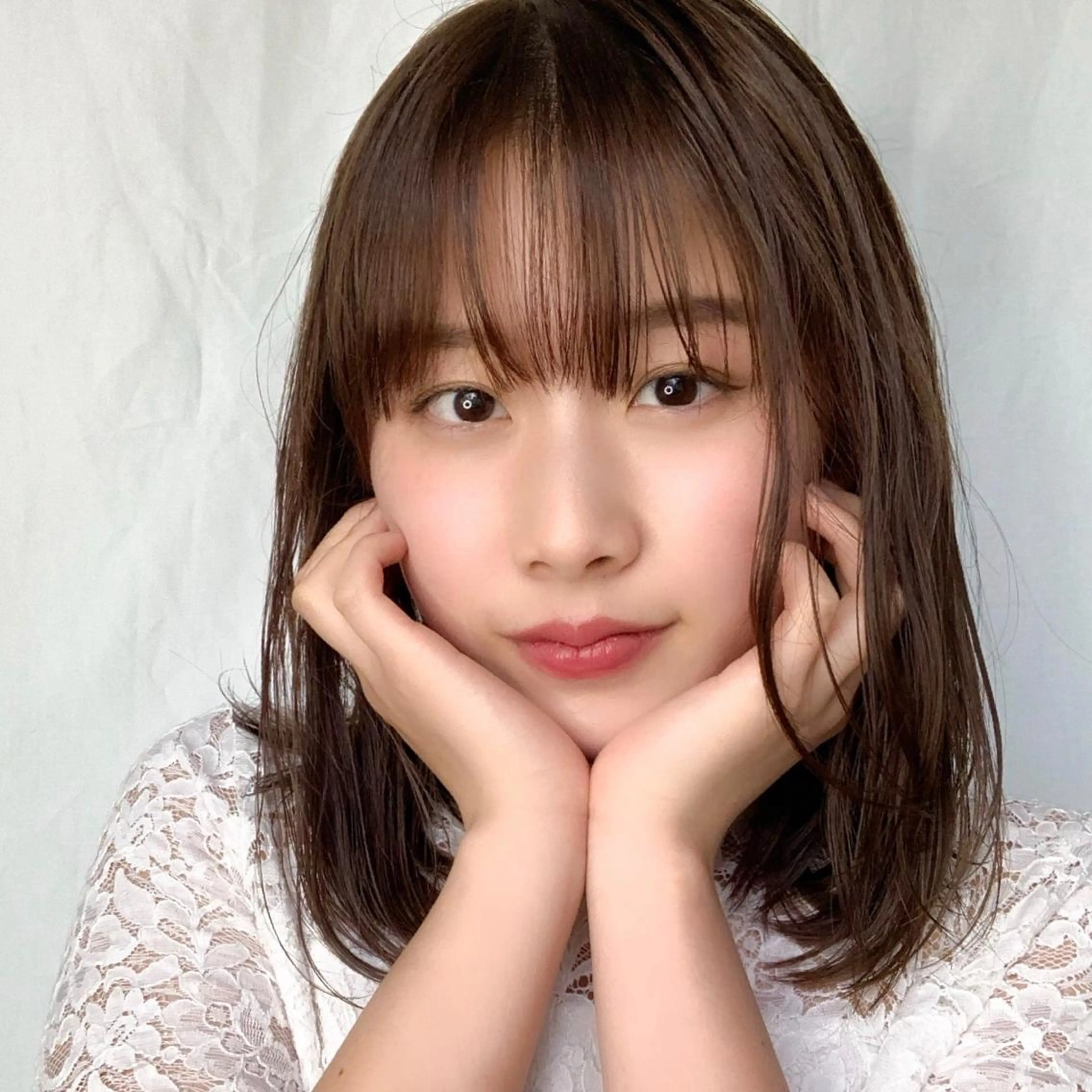 ミディアム カラー ブラウンカラー ピンクカラー 上川 美幸のヘアスタイル