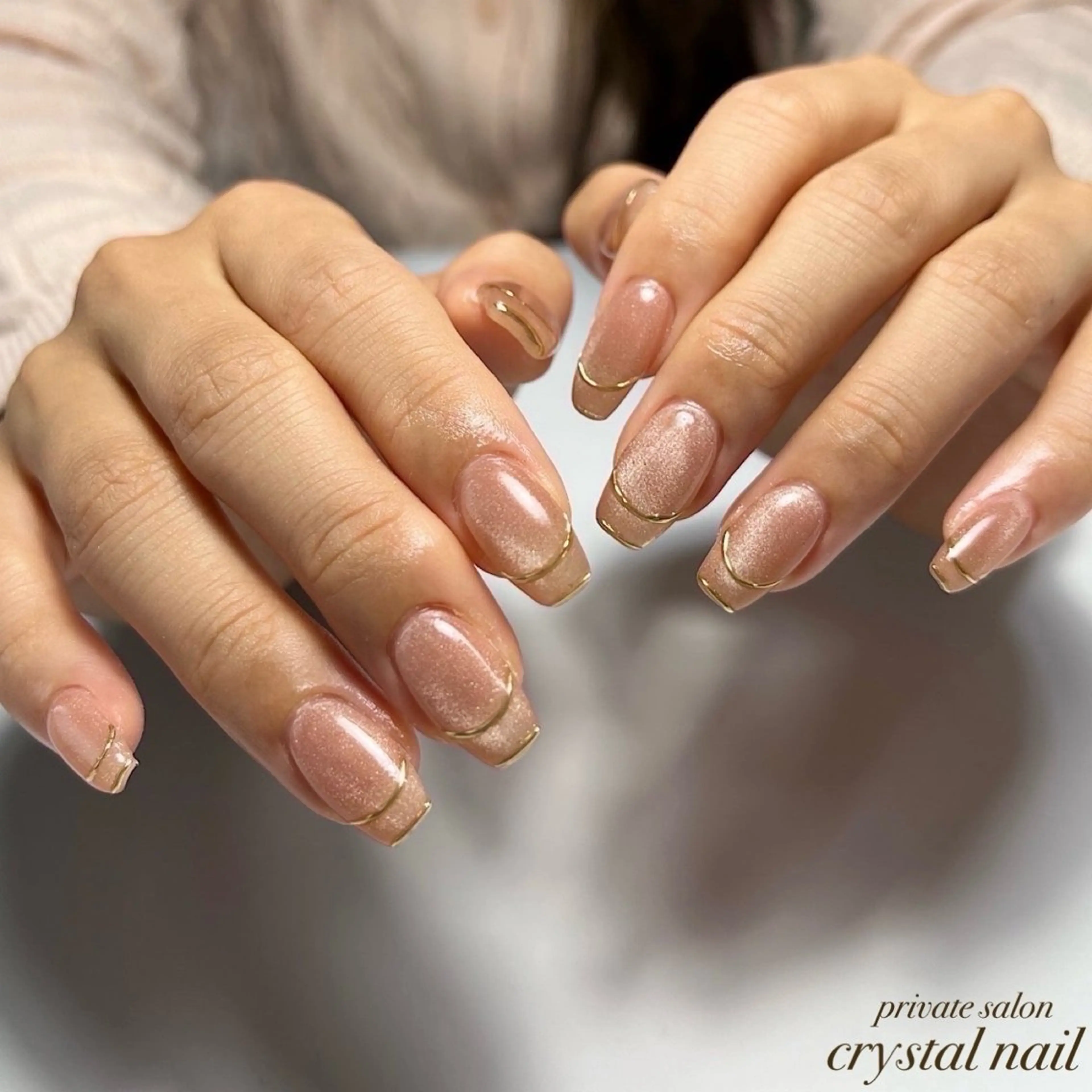ネイル フレンチネイル ミラーネイル Crystal Nailのネイルデザイン