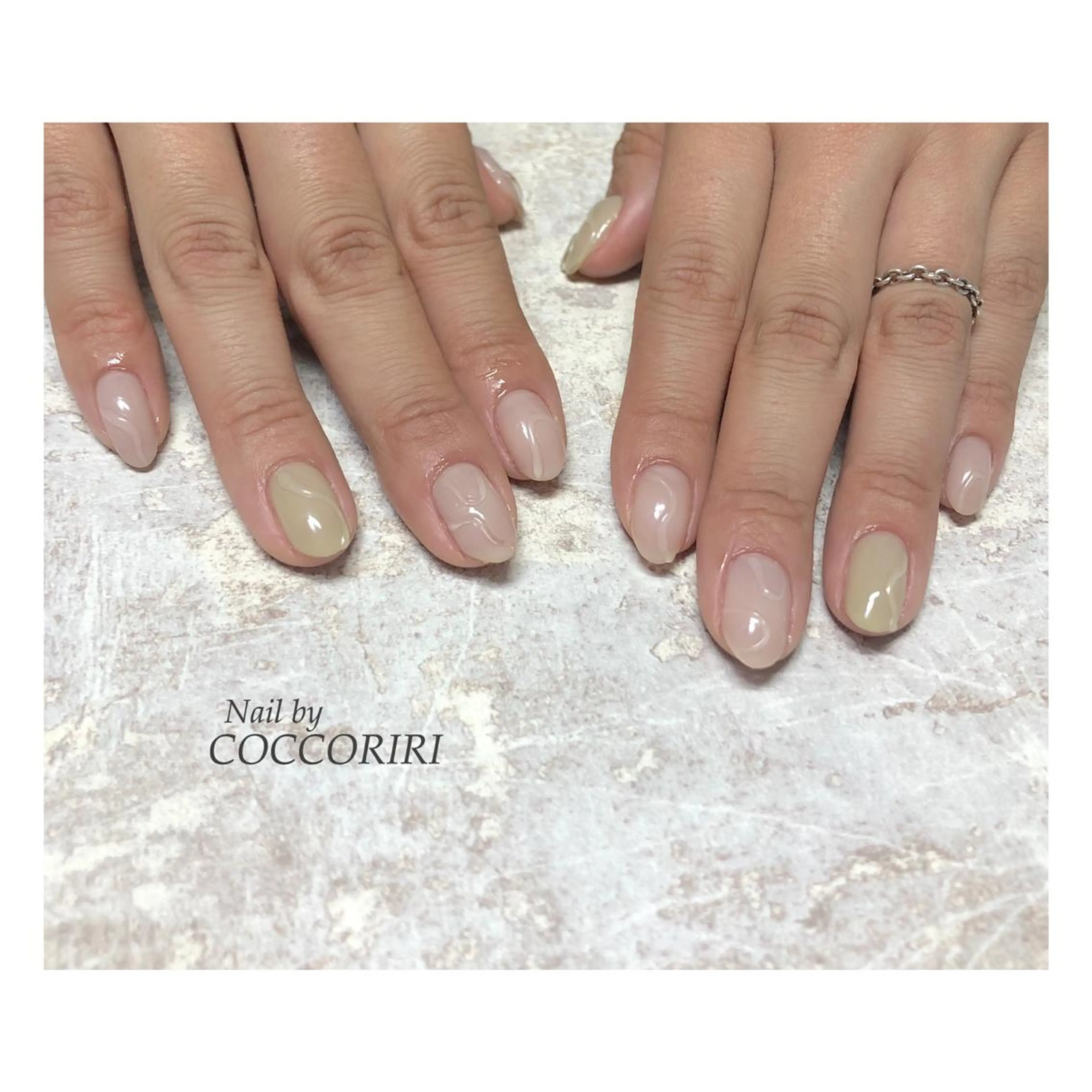 ネイル アートネイル グリーン 大理石ネイル(マーブル) ミラーネイル ニュアンスネイル ensowa✱laf NAILのネイルデザイン