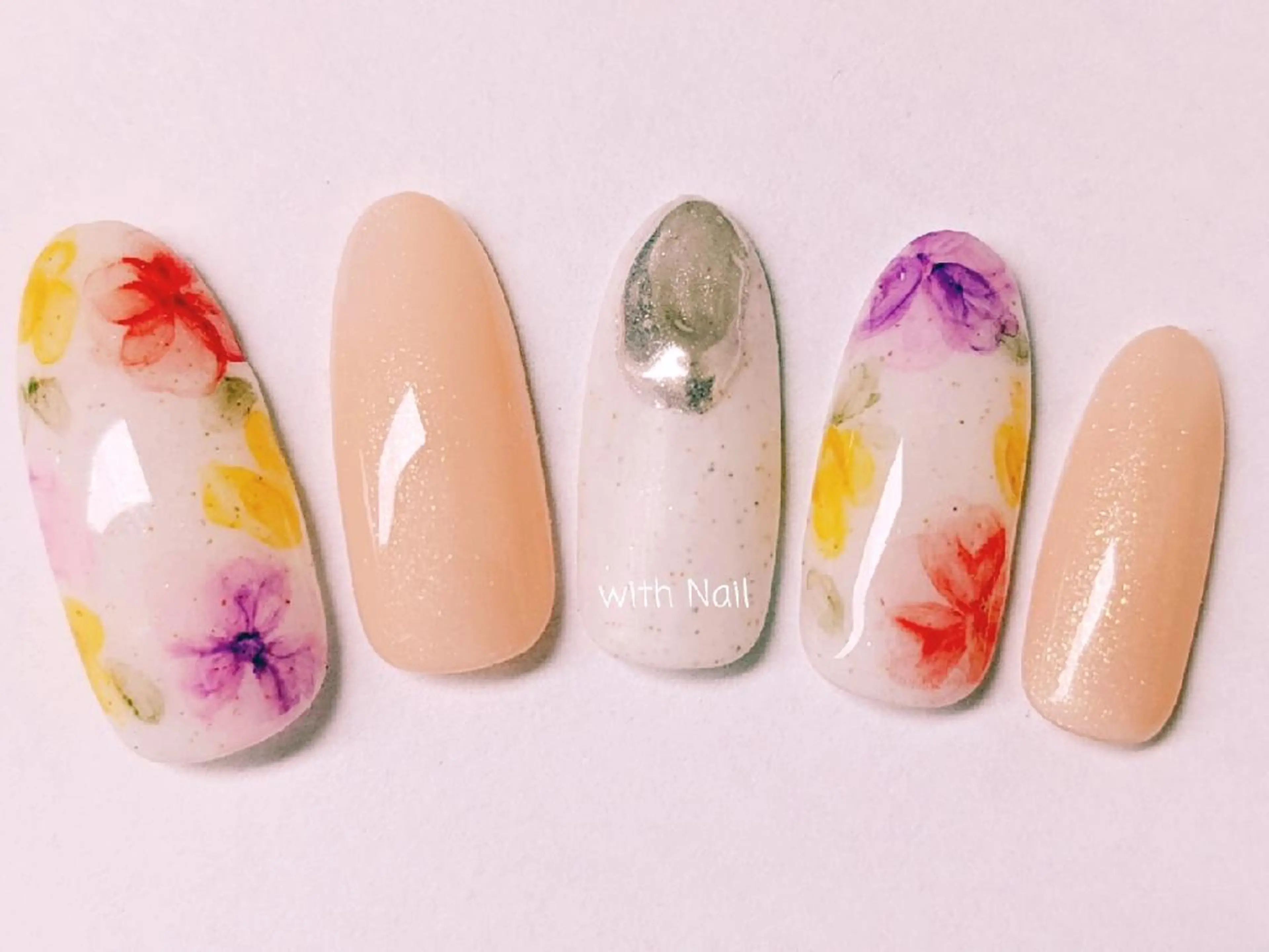 ネイル フラワーネイル ニュアンスネイル with Nail   ナガヤのネイルデザイン