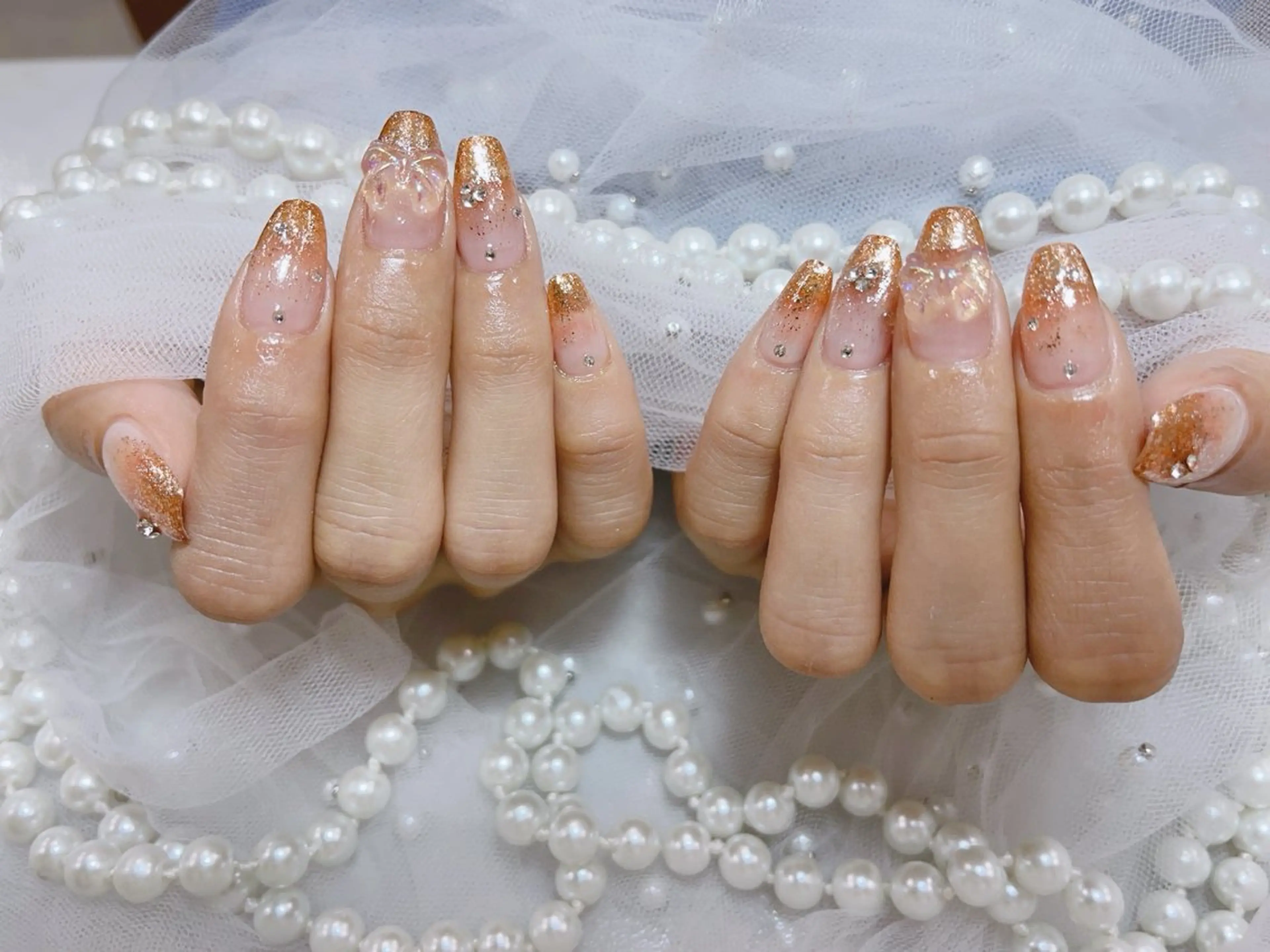 ネイル アートネイル フラッシュネイル フレンチネイル ガラスフレンチ グラデーション M2beauty Renaのネイルデザイン