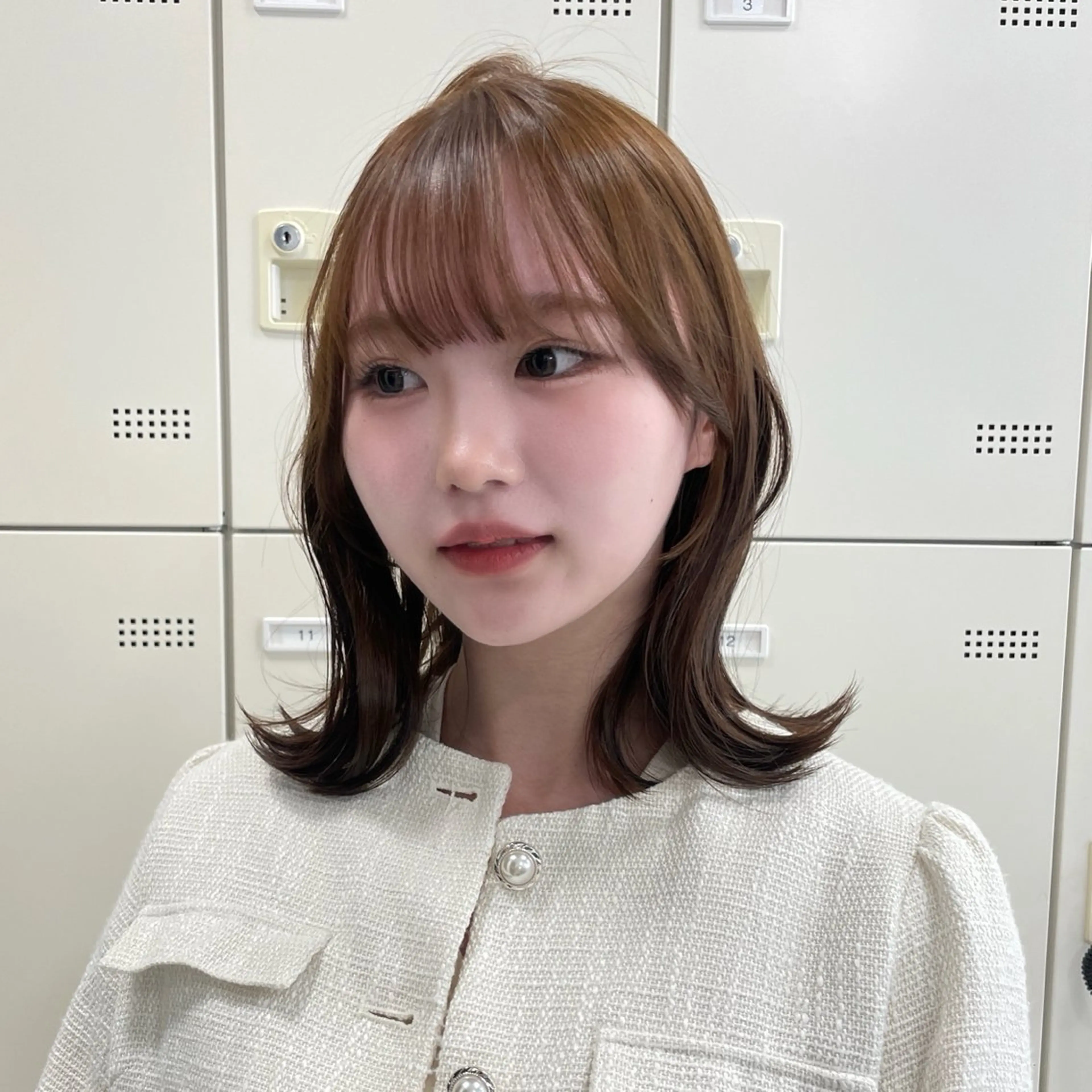 セミロング カット ヘアカラー MOE 福岡韓国ヘア✧︎のヘアスタイル
