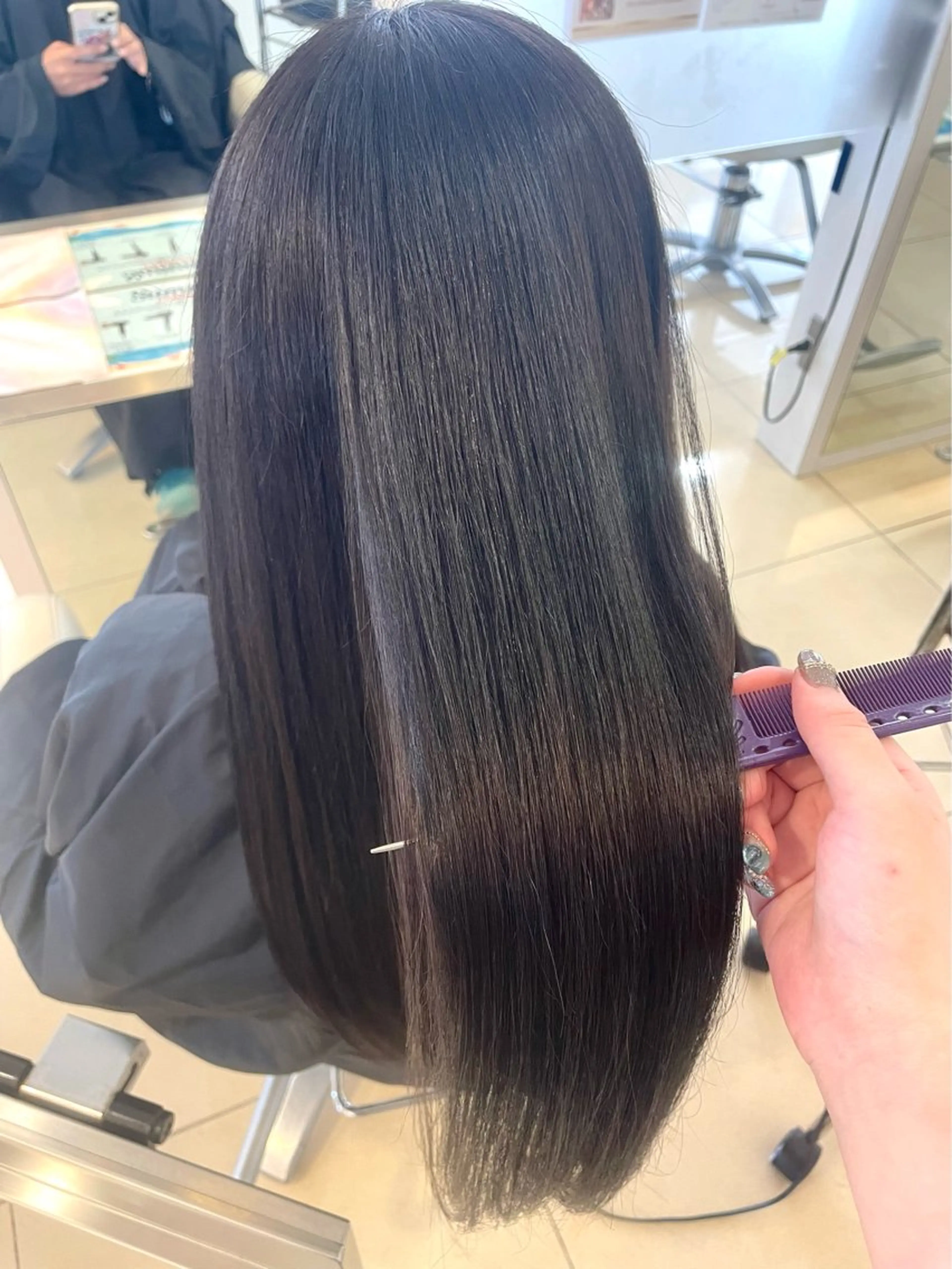 ロング ヘアカラー トリートメント 💖透明感カラー💖 西添 奈々美のヘアスタイル