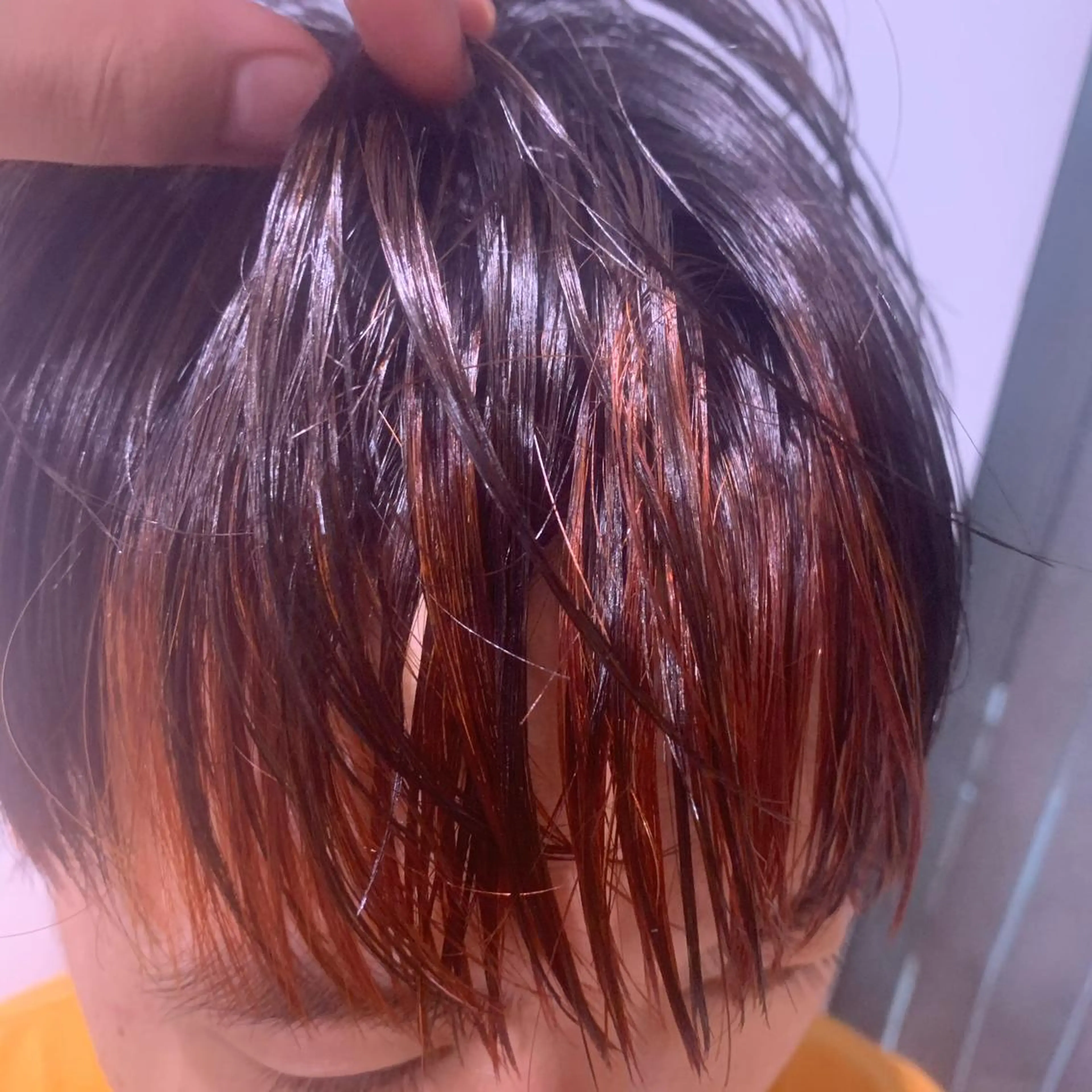 カラー インナーカラー オレンジ ピンクカラー 鈴木 真司のヘアスタイル