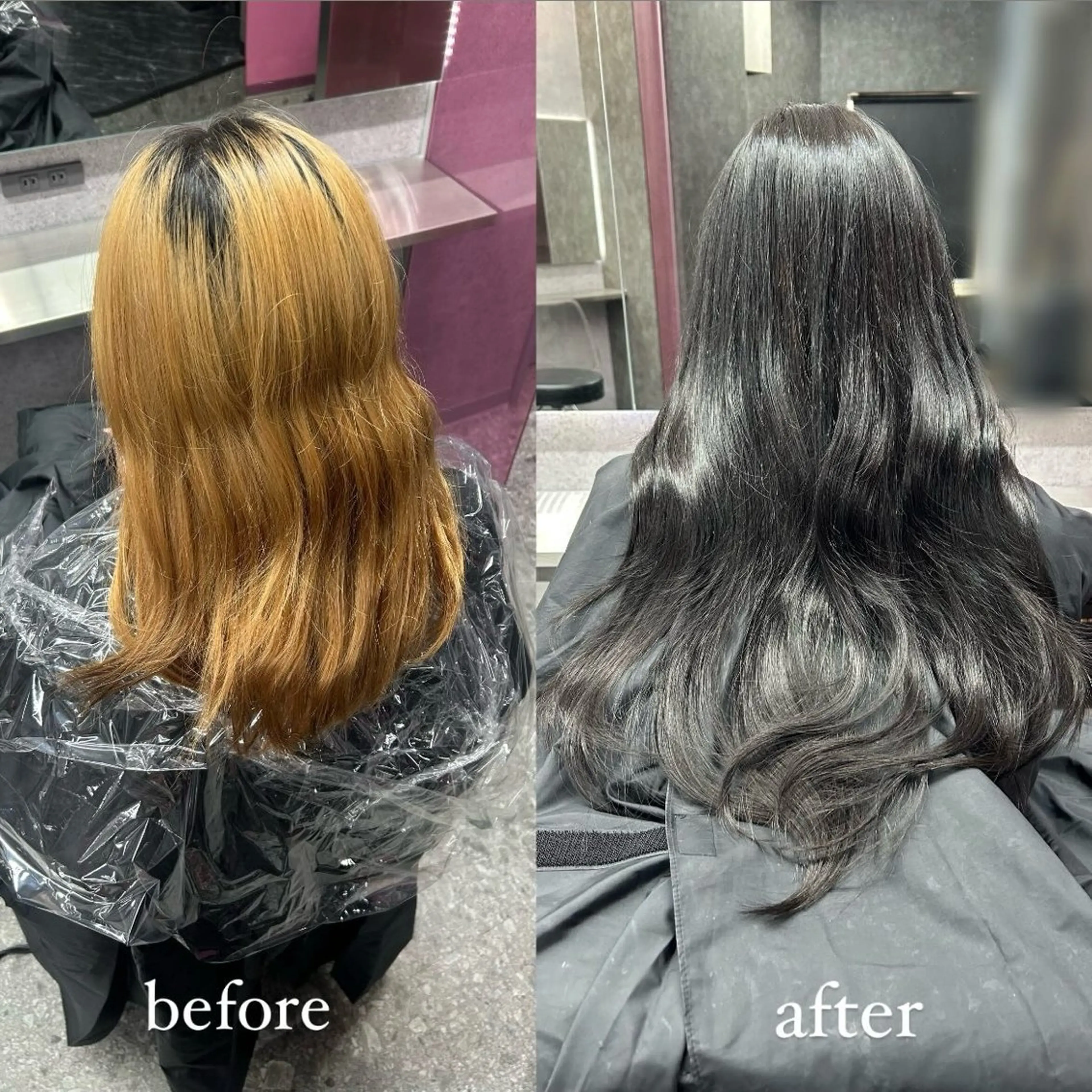 ロング カラー エクステ ヘアカラー エクステ LANDS所属・nanaka 🤍韓国ワンホンヘアのヘアスタイル