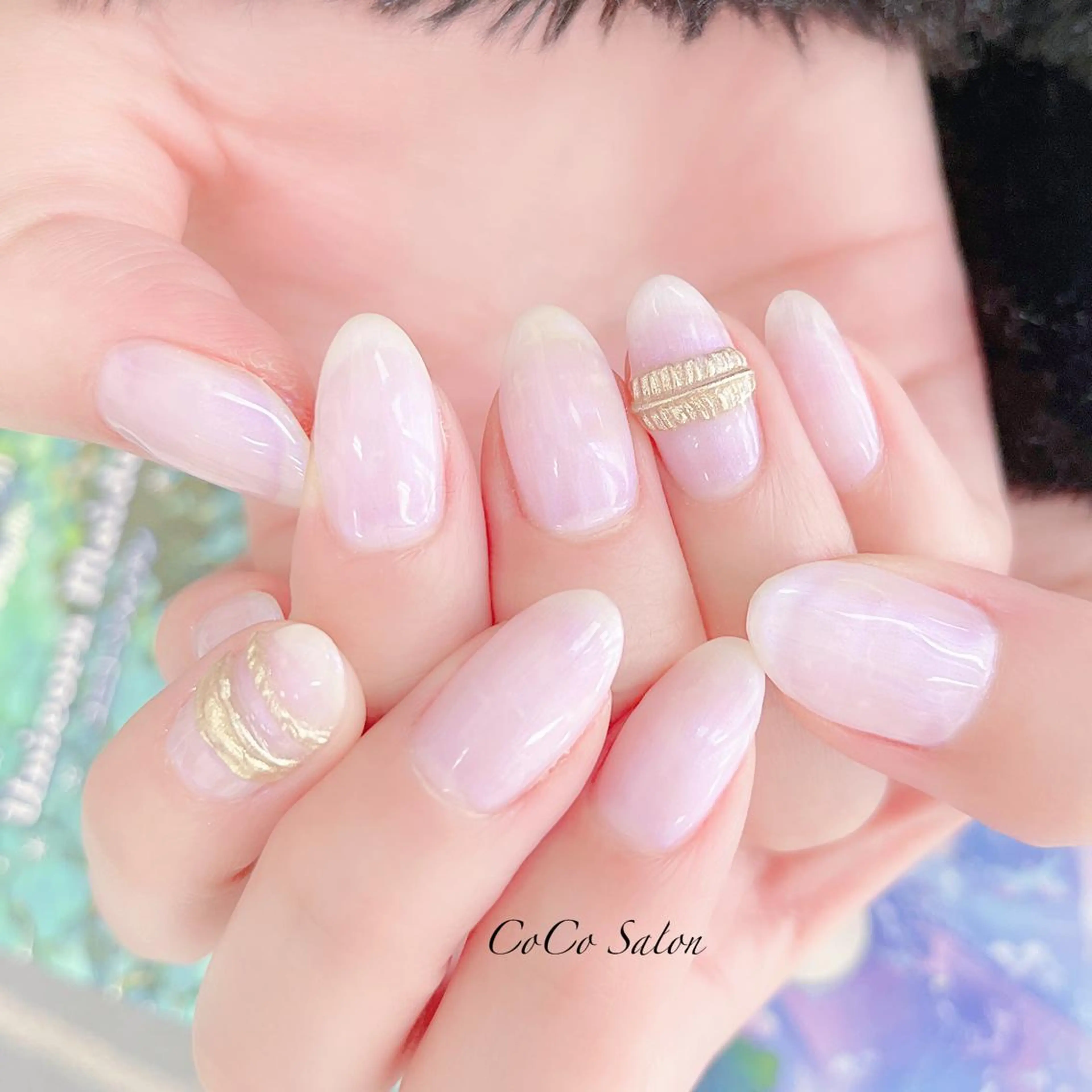 ネイル オーロラネイル 長さ出し ジェルネイル キラキラネイル ミラーネイル ハンドネイル CoCoSalon ネイル/まつ毛予約のネイルデザイン