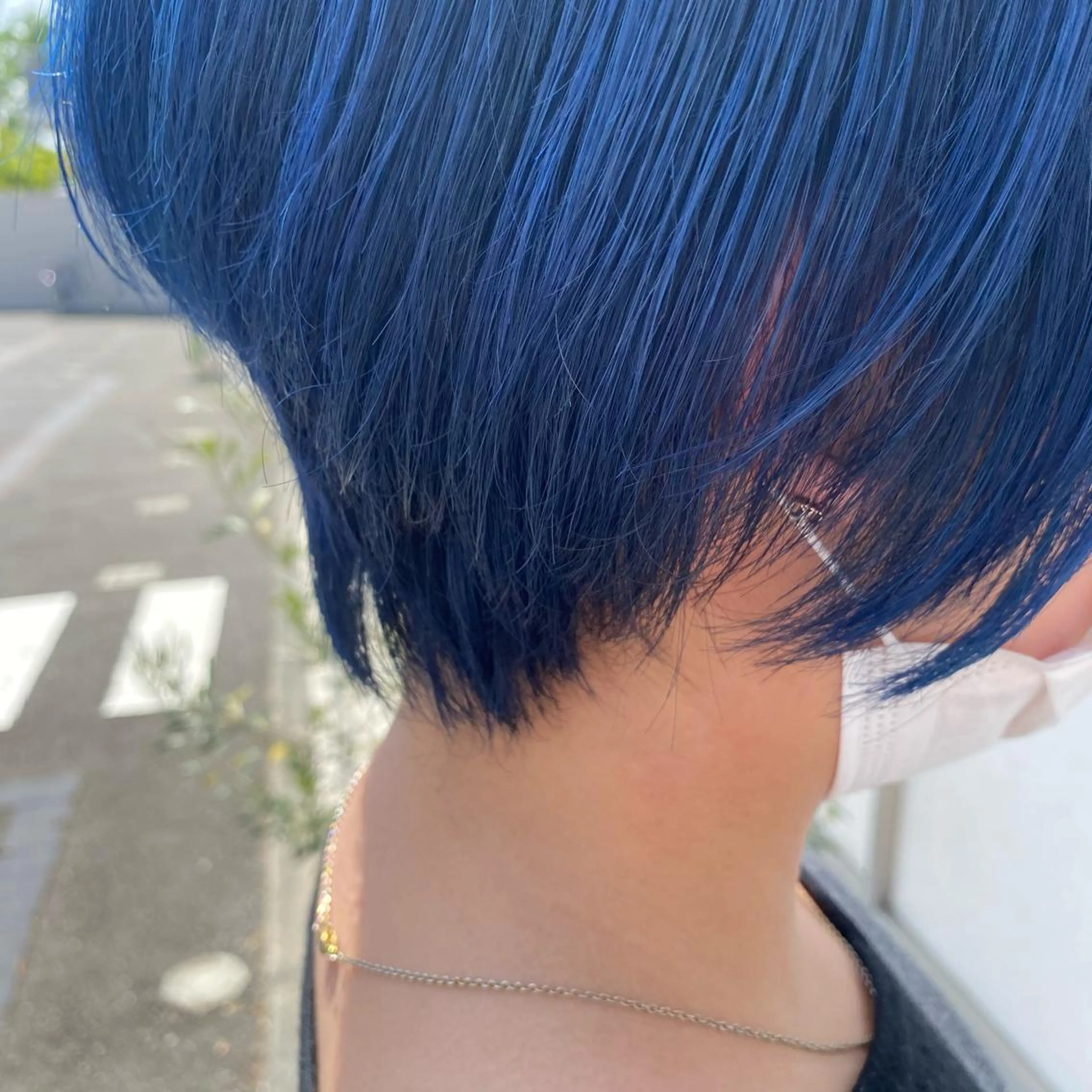 ショート カラー ブリーチ ブルーカラー ケアブリーチ ダブルカラー 渡辺　亮/ ハイライト/髪質改善のヘアスタイル