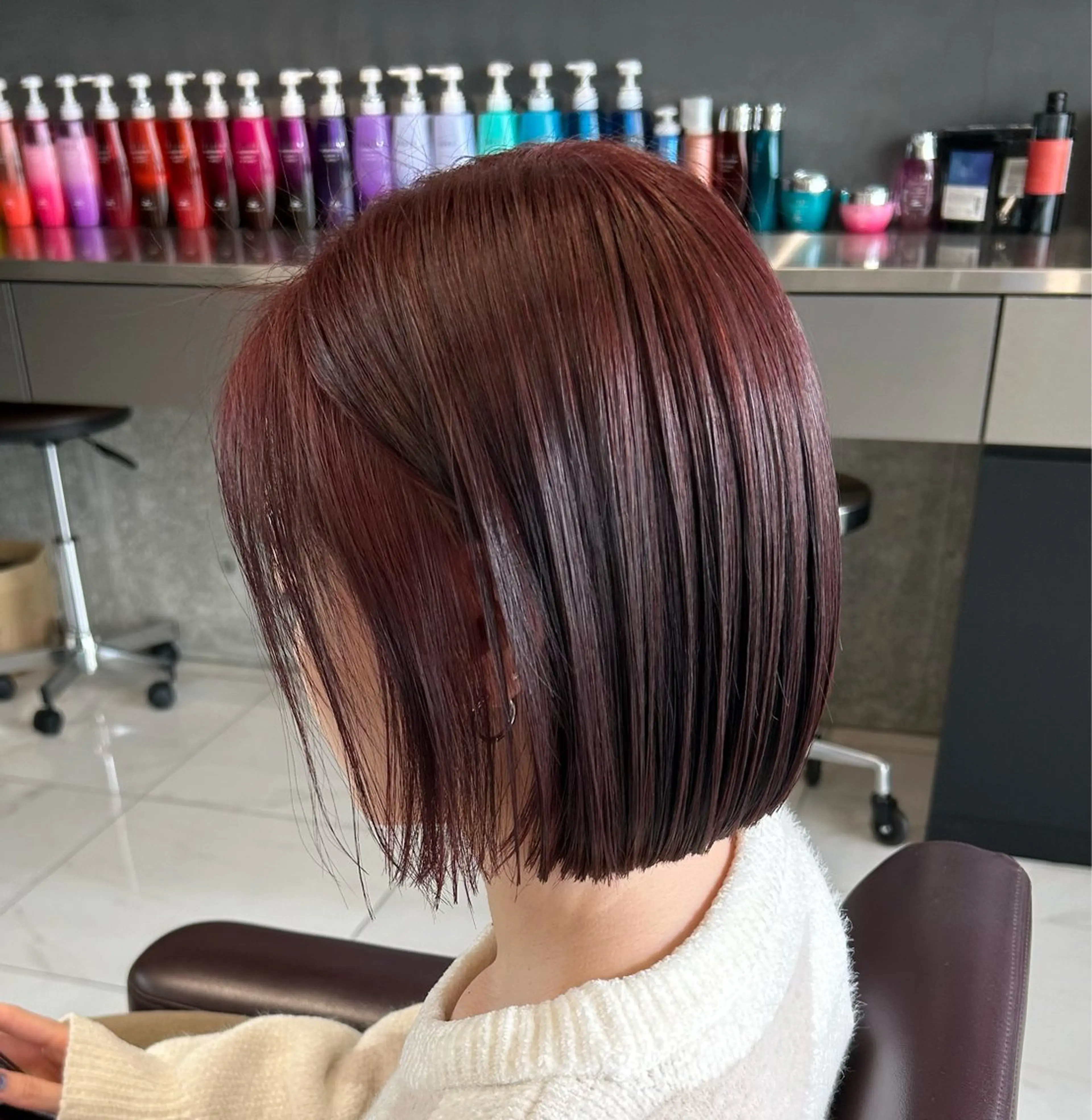 ショート カラー ブリーチ ダブルカラー ブリーチなしカラー レッドカラー 広香/ハイトーン/ デザインカラー/ボブのヘアスタイル