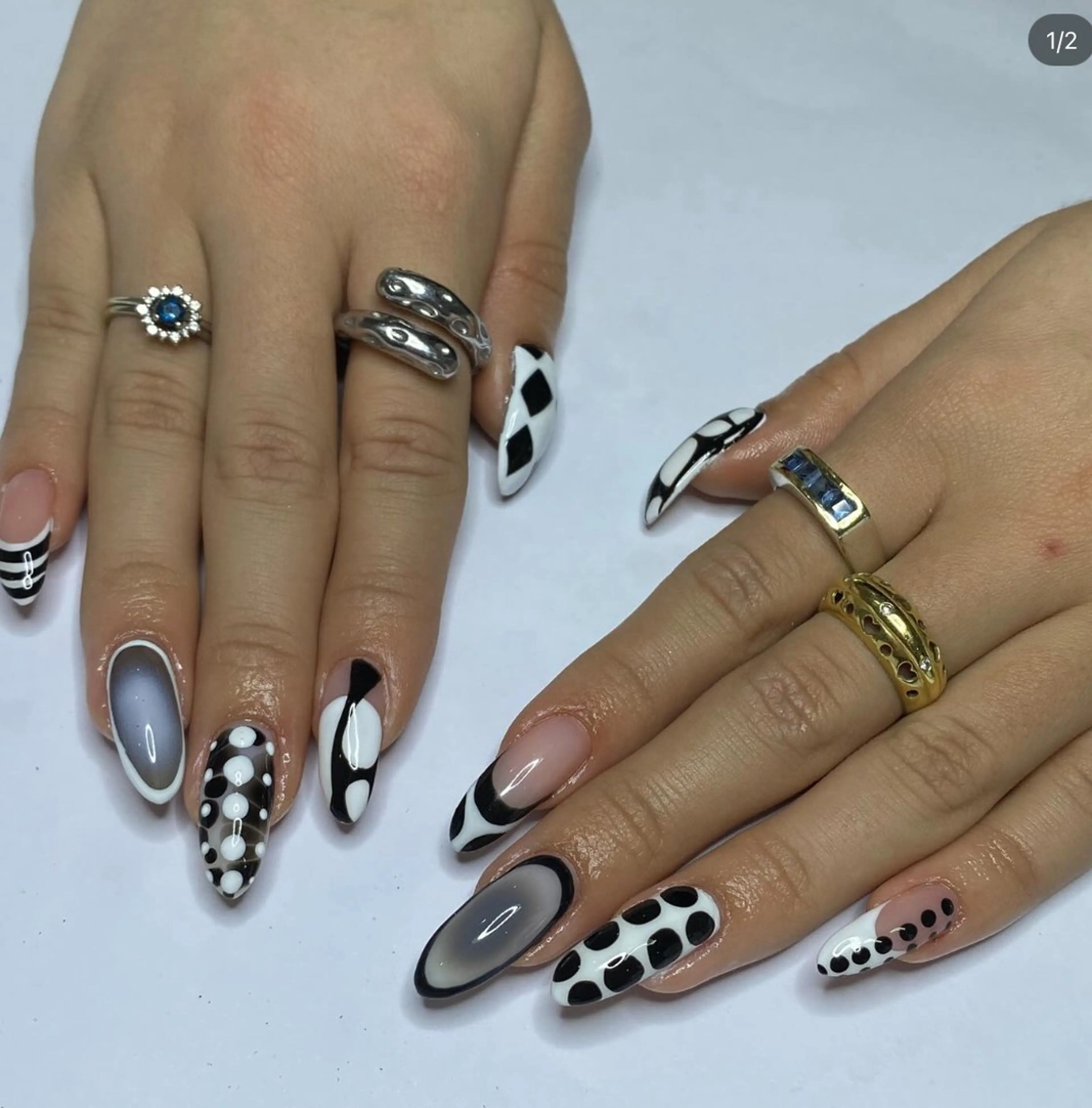 ネイル アートネイル ジェルネイル グラデーション マグネットネイル ニュアンスネイル ハンドネイル Ryu Nail Studio所属・Ryu Nail 新大久保のネイルデザイン