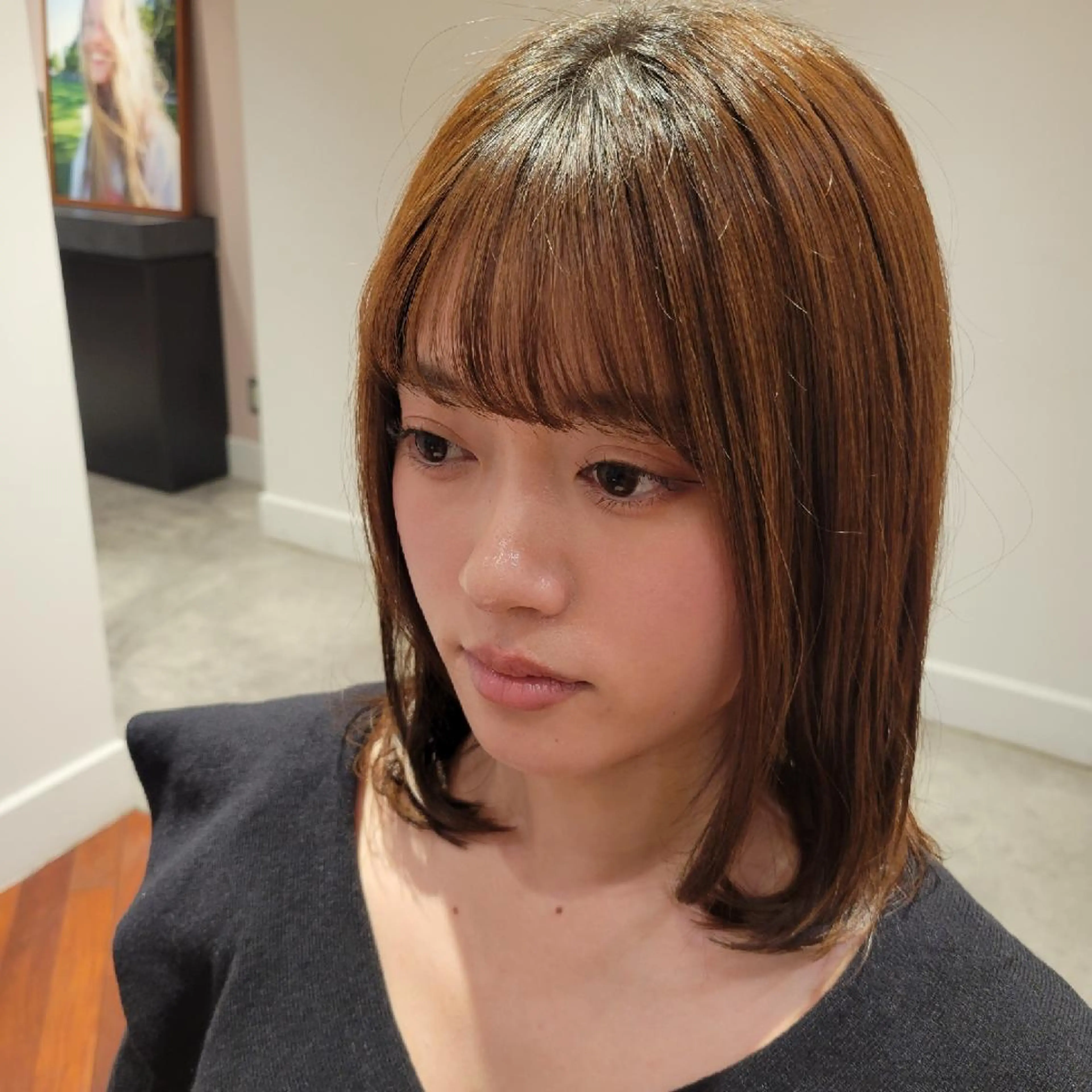 ミディアム パーマ momo 🌷のヘアスタイル