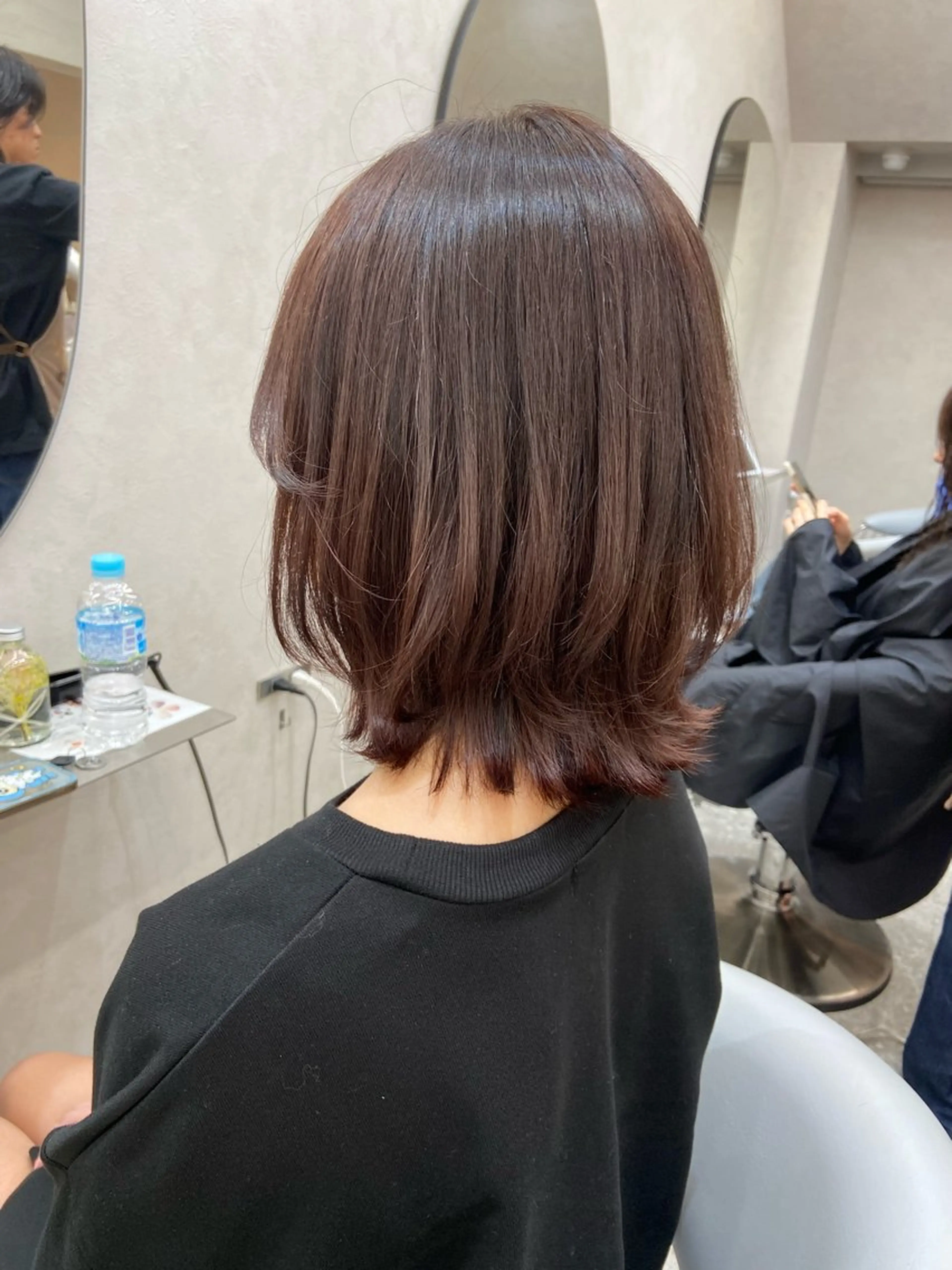 ミディアム カラー ボブレイヤー ブラウンカラー ピンクカラー ピンクブラウン ボブ カット ヘアカラー トリートメント 新宿/韓国ヘア 中明度カラー/かやのヘアスタイル