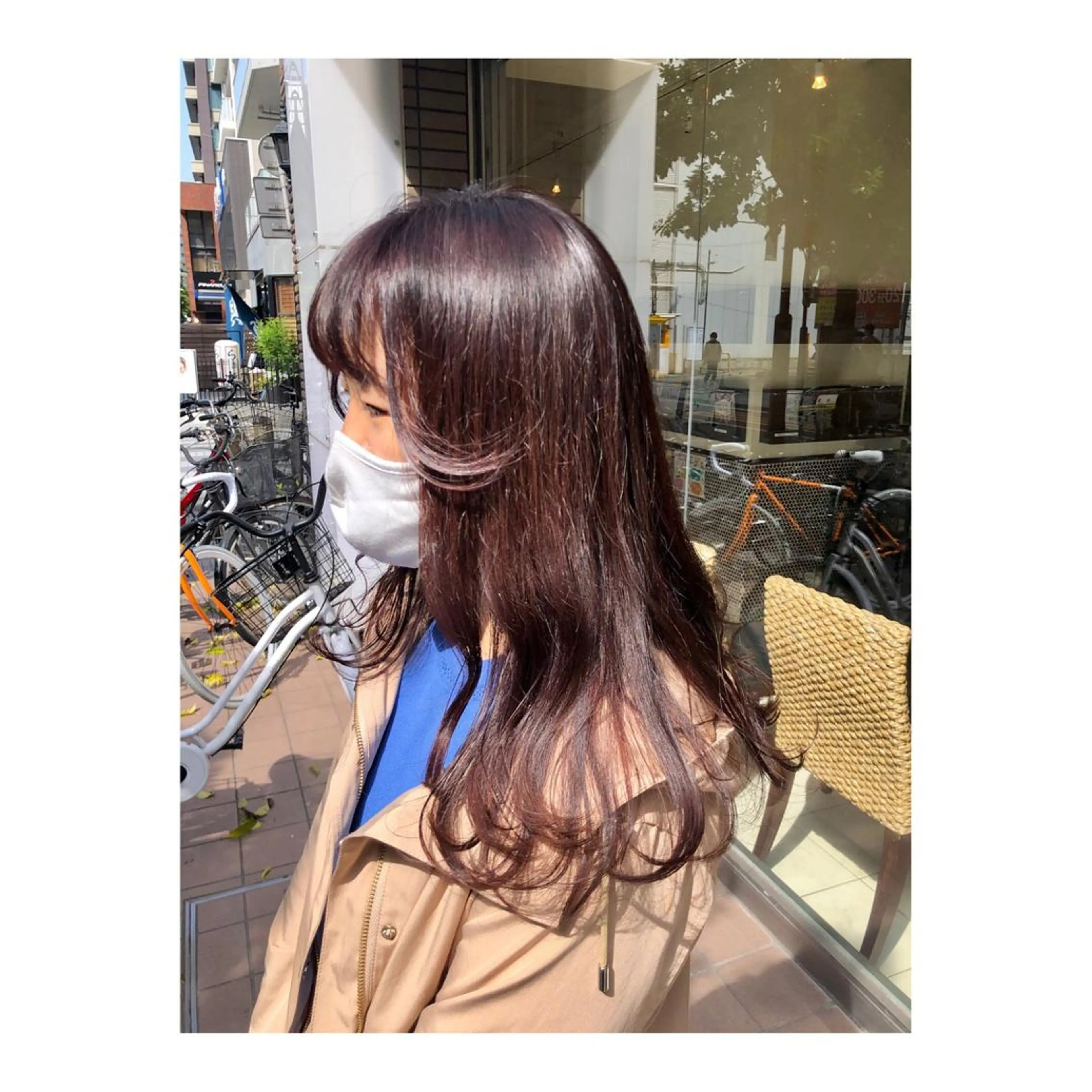 ロング カラー メンズ ピンクカラー 白髪ぼかし脱白髪染め 大塚綾のヘアスタイル