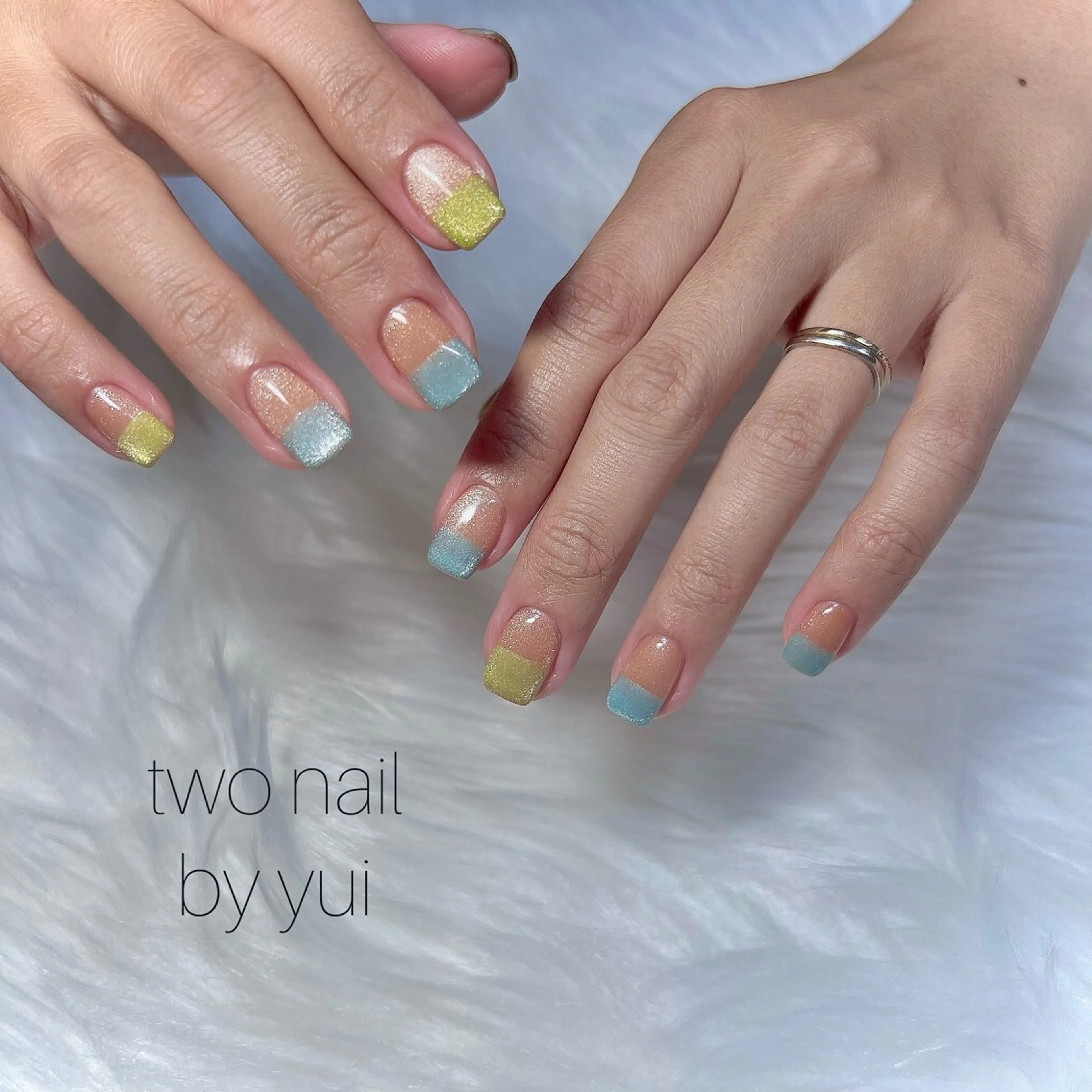 ネイル アートネイル マグネットネイル ネイルチップ ホワイト ハンドネイル two nailのネイルデザイン