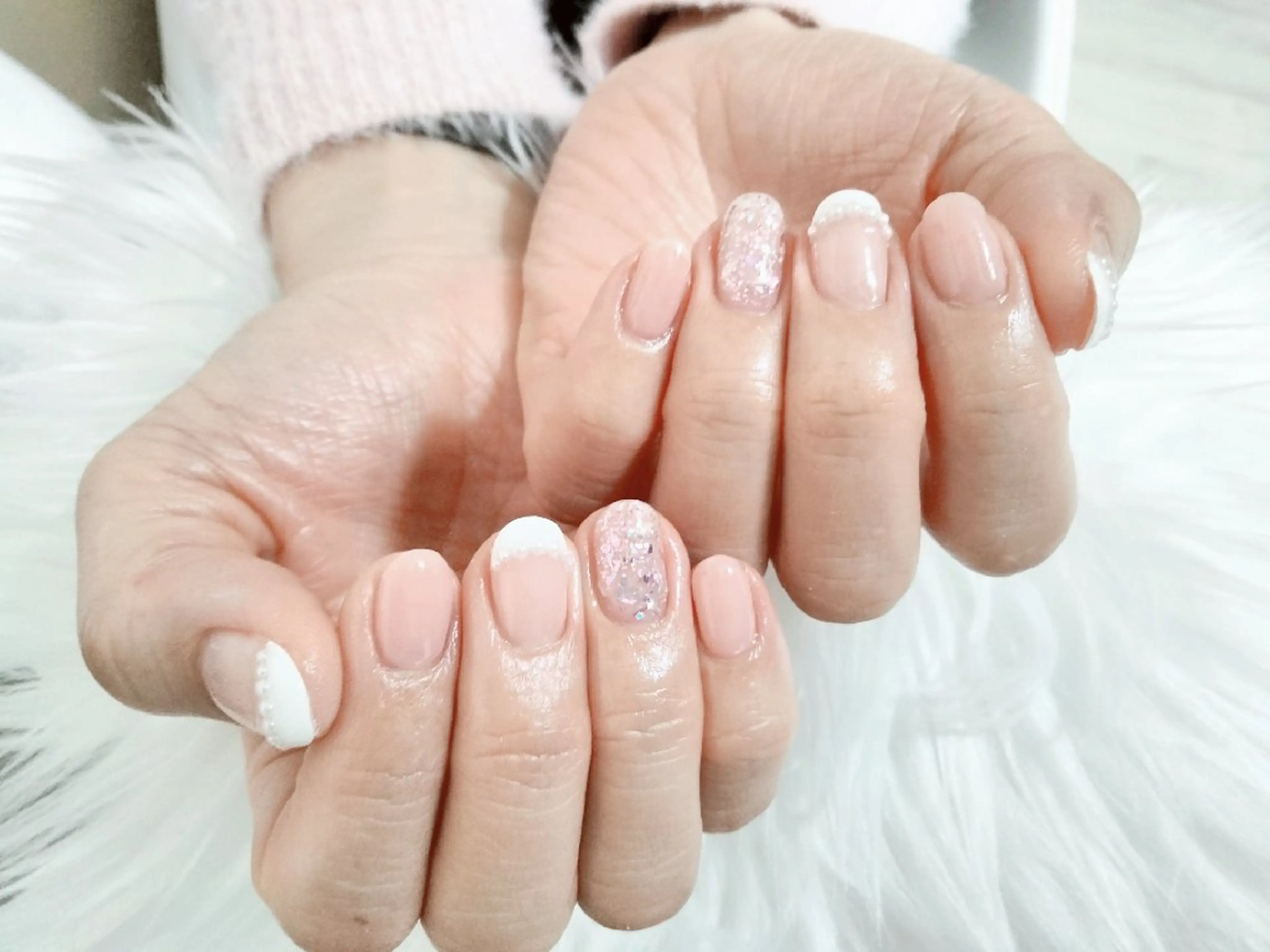 ネイル フレンチネイル ピンク シンプルネイル Beaubie  nailサロンのネイルデザイン