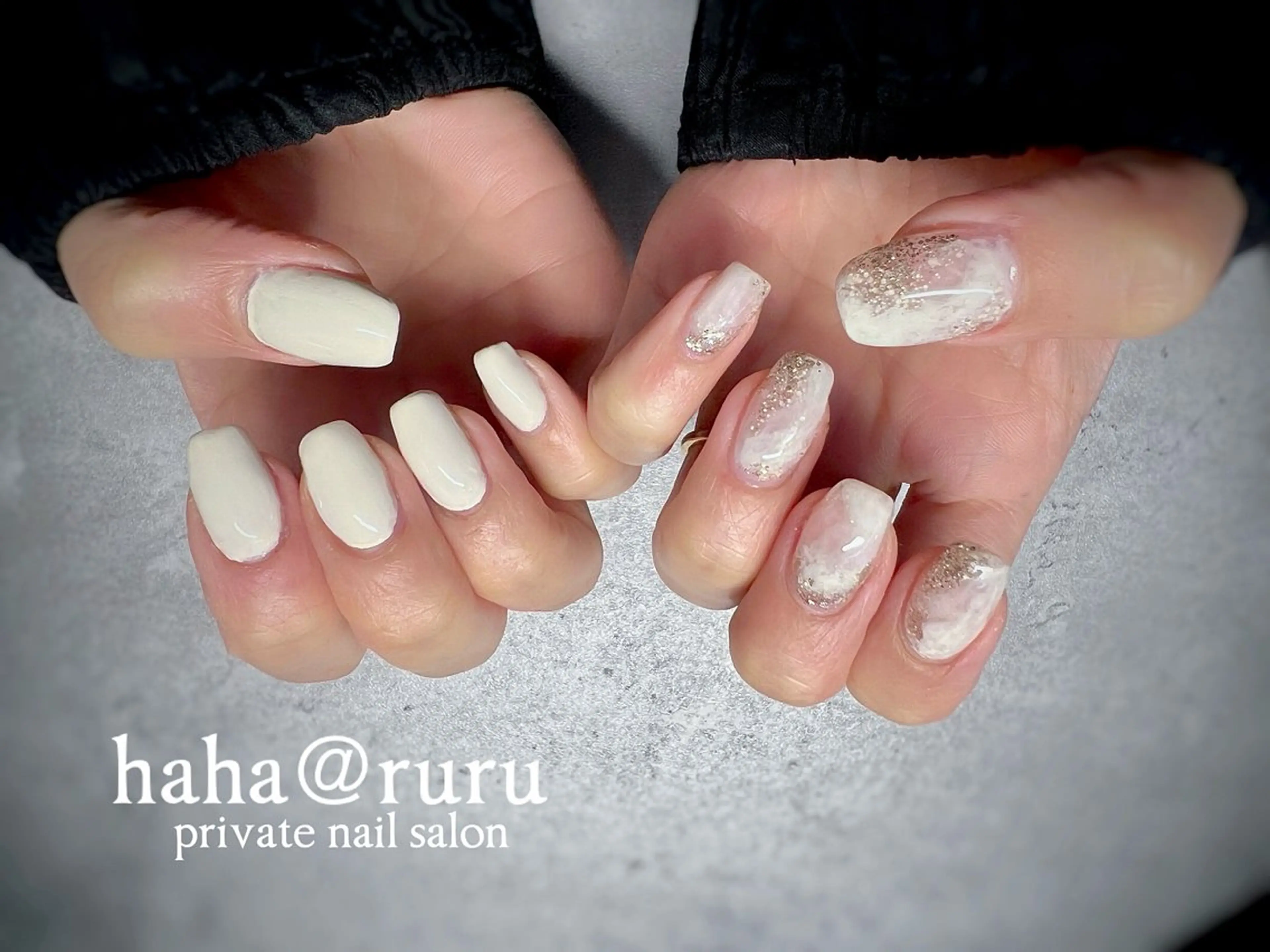ネイル ホワイト haha@ ruruのネイルデザイン