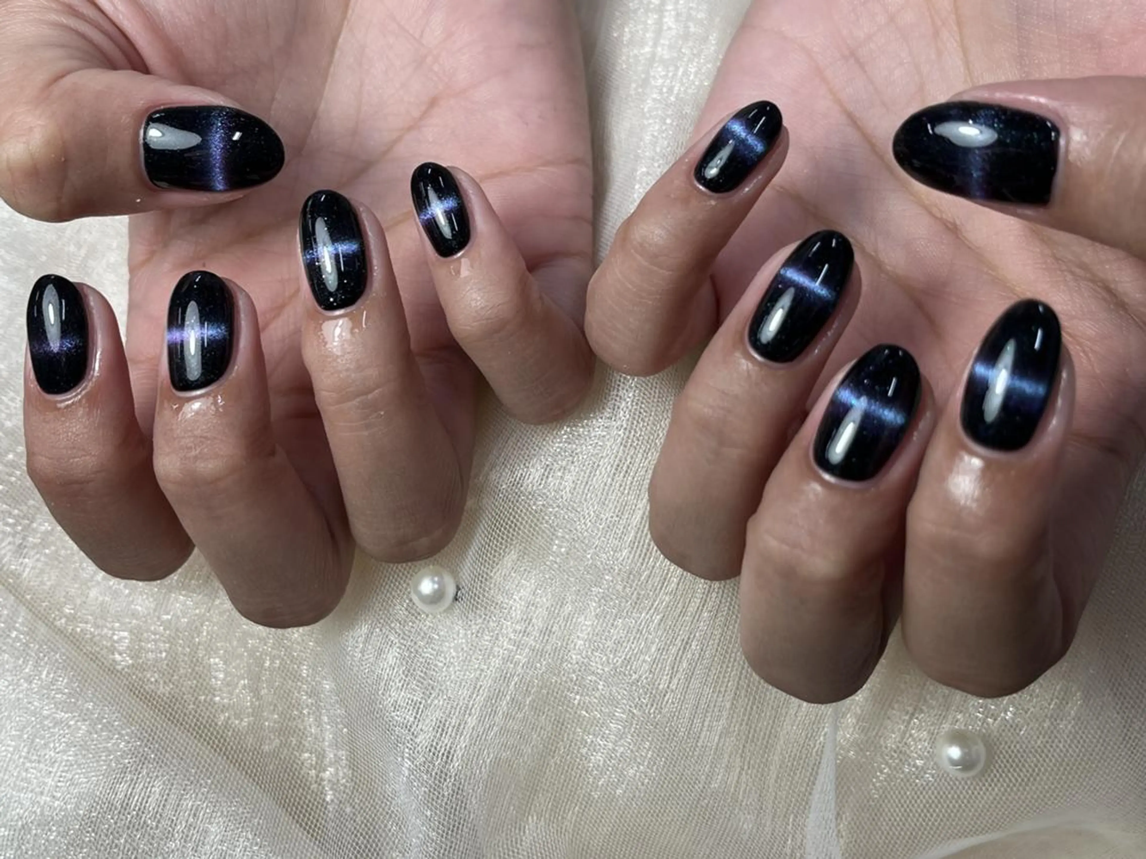 ネイル ブルー パープル ハンドネイル ハンドケア ToliyDeliy Nail Salonのネイルデザイン