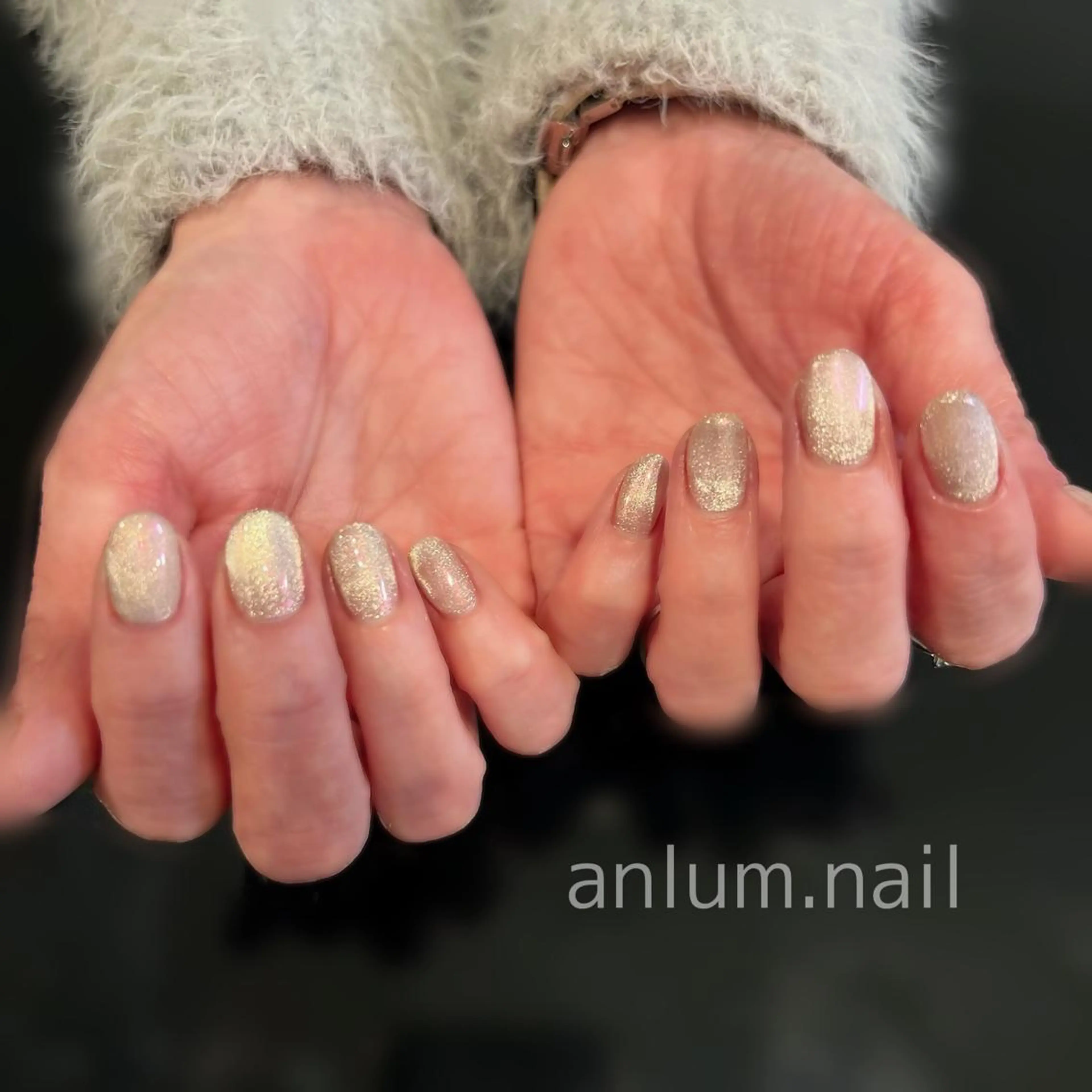 ネイル オーロラネイル マグネットネイル ワンカラーネイル ピンク ハンドネイル anlum.nail shuriのネイルデザイン