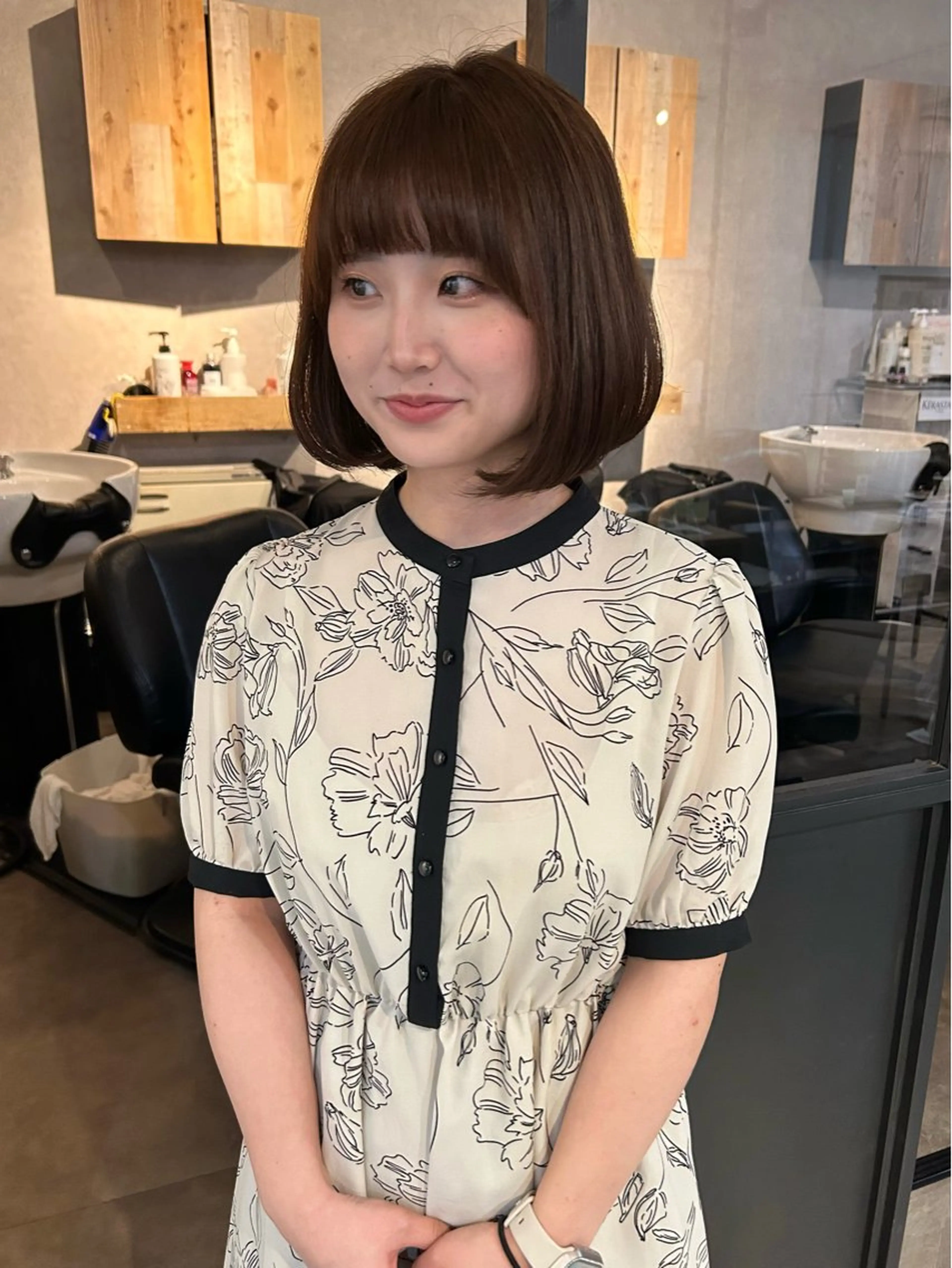 ショート ボブ タンバルモリ 韓国風ヘア カット ヘアカラー FERIA梅田 hana💫のヘアスタイル