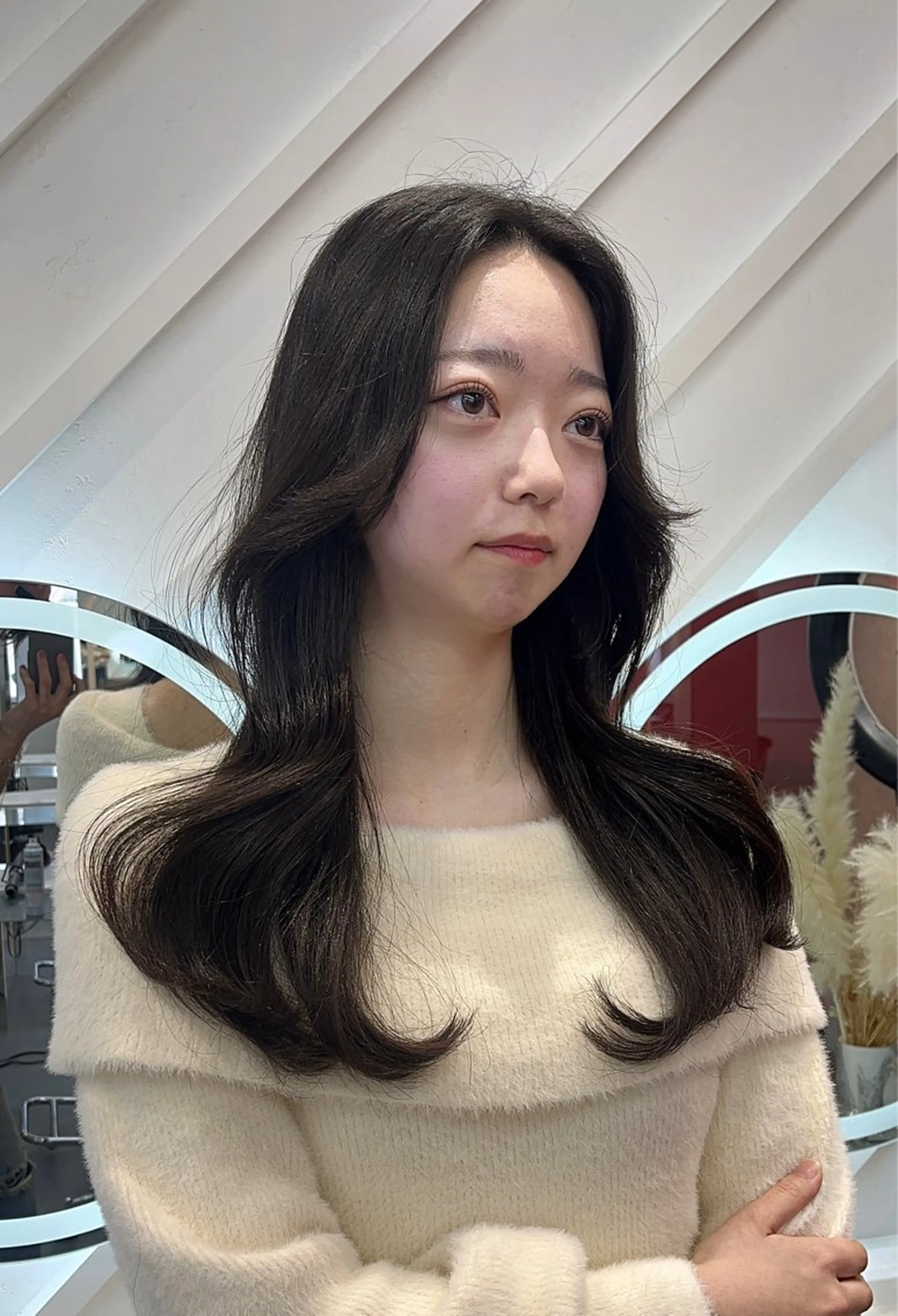セミロング 山崎/韓国縮毛矯正 レイヤー髪質改善のヘアスタイル