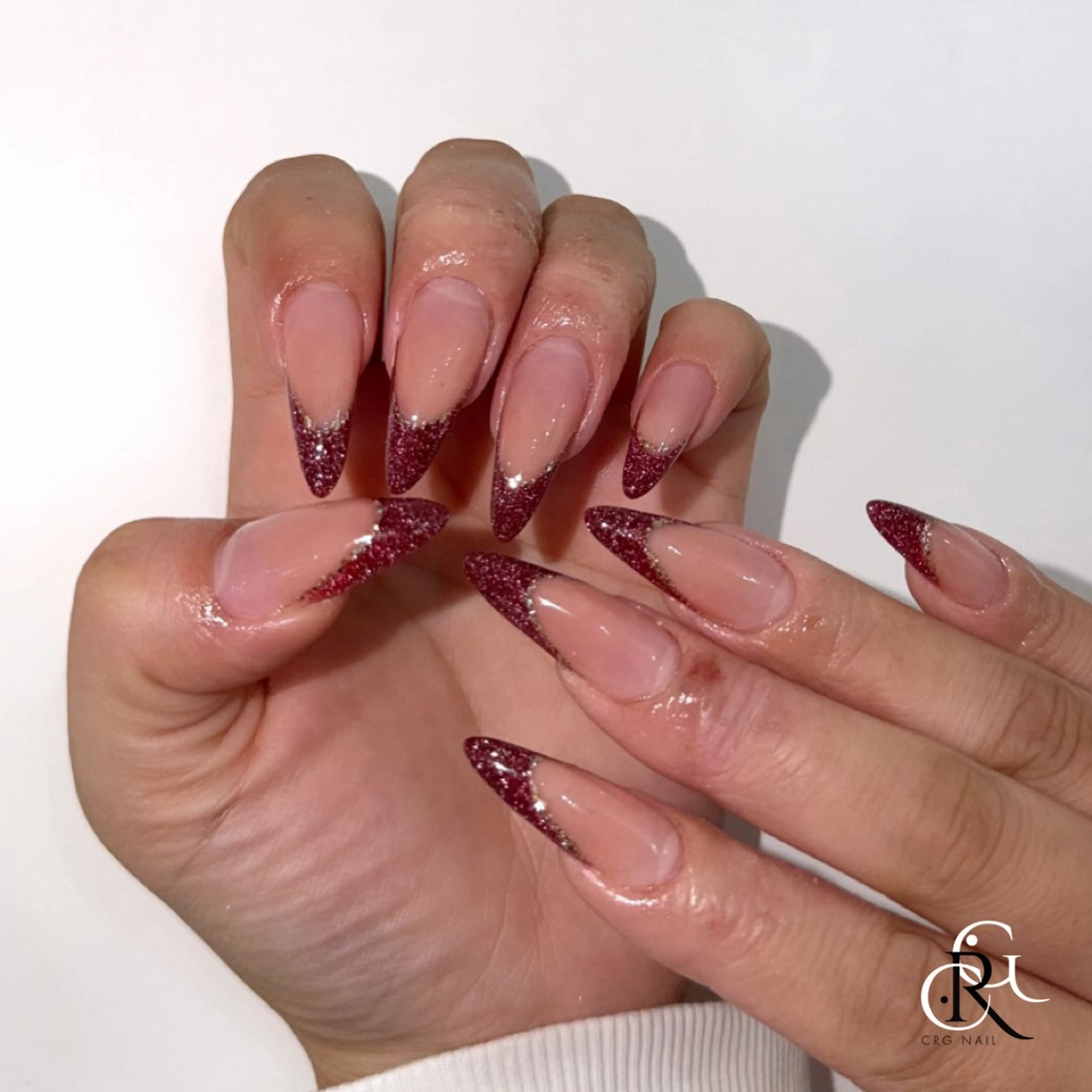 ネイル ボルドー フラッシュネイル フレンチネイル 美フォルム✨ CRG RURIのネイルデザイン