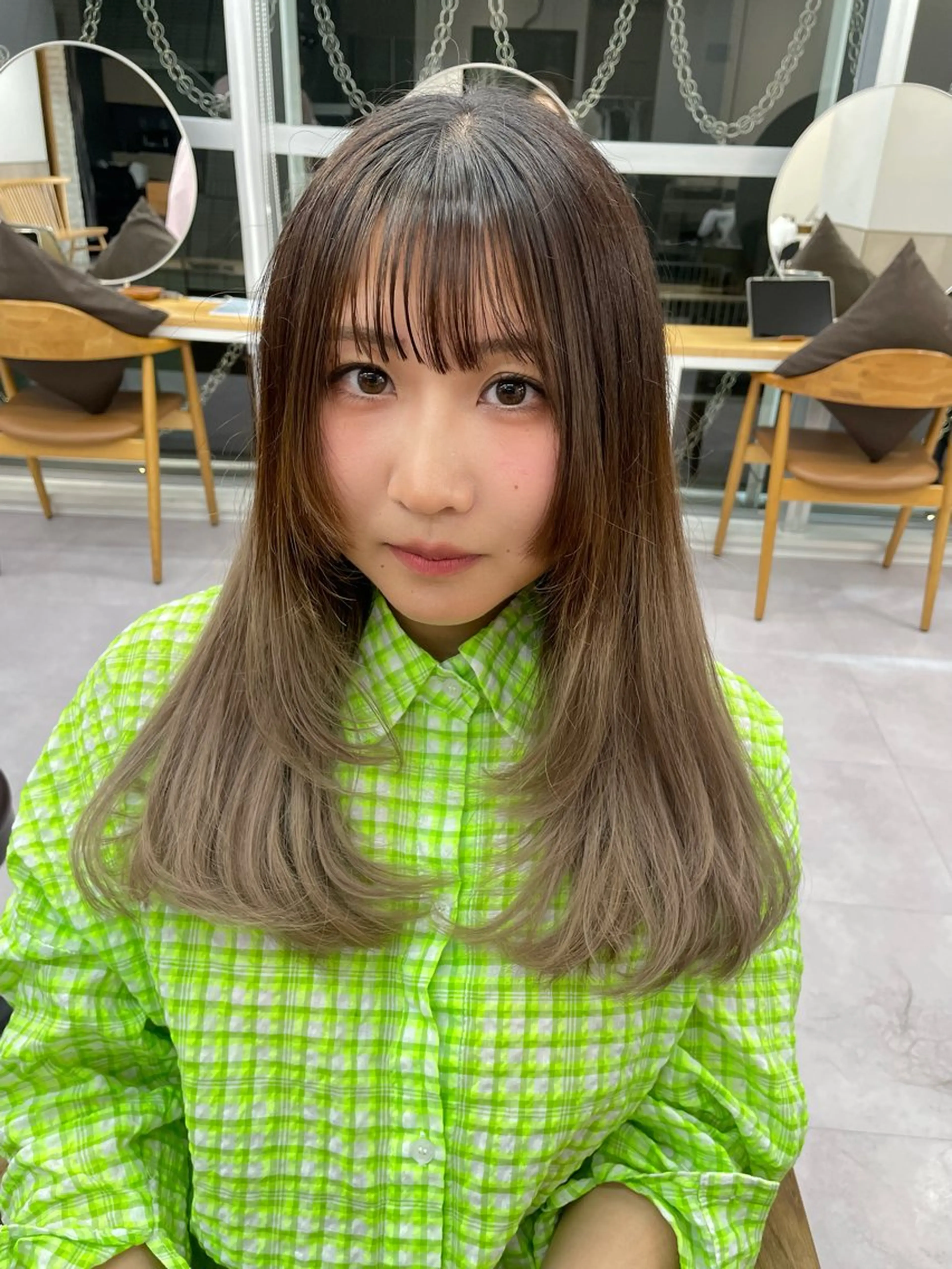 ロング 姫カット レイヤーカット カット ヘアカラー トリートメント 江上 京花のヘアスタイル