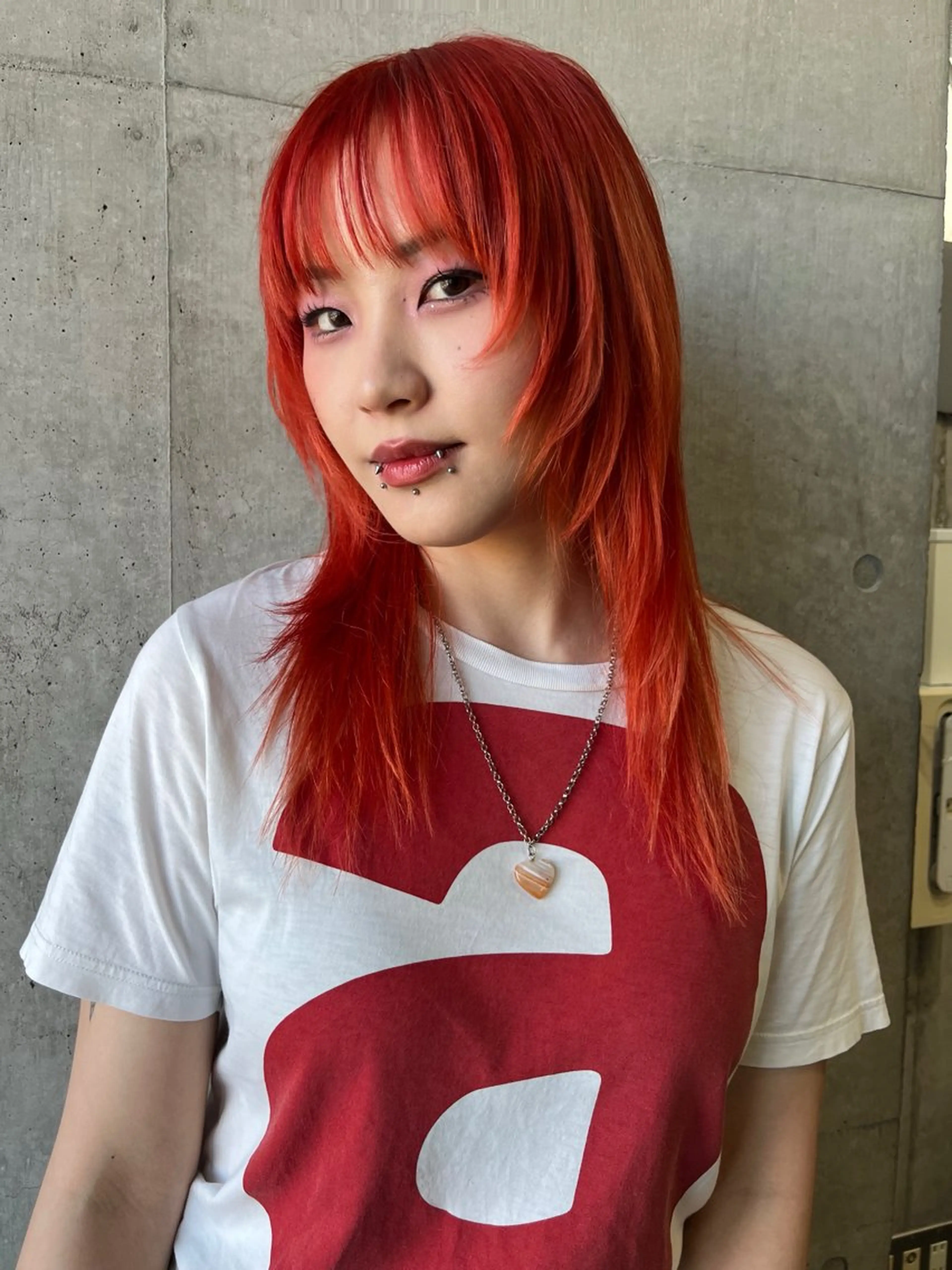 セミロング ボブ 顔まわりレイヤー ハイレイヤー 韓国風ヘア レイヤーカット カット ヘアカラー レイヤーカット/ウル フ　chinatsuのヘアスタイル