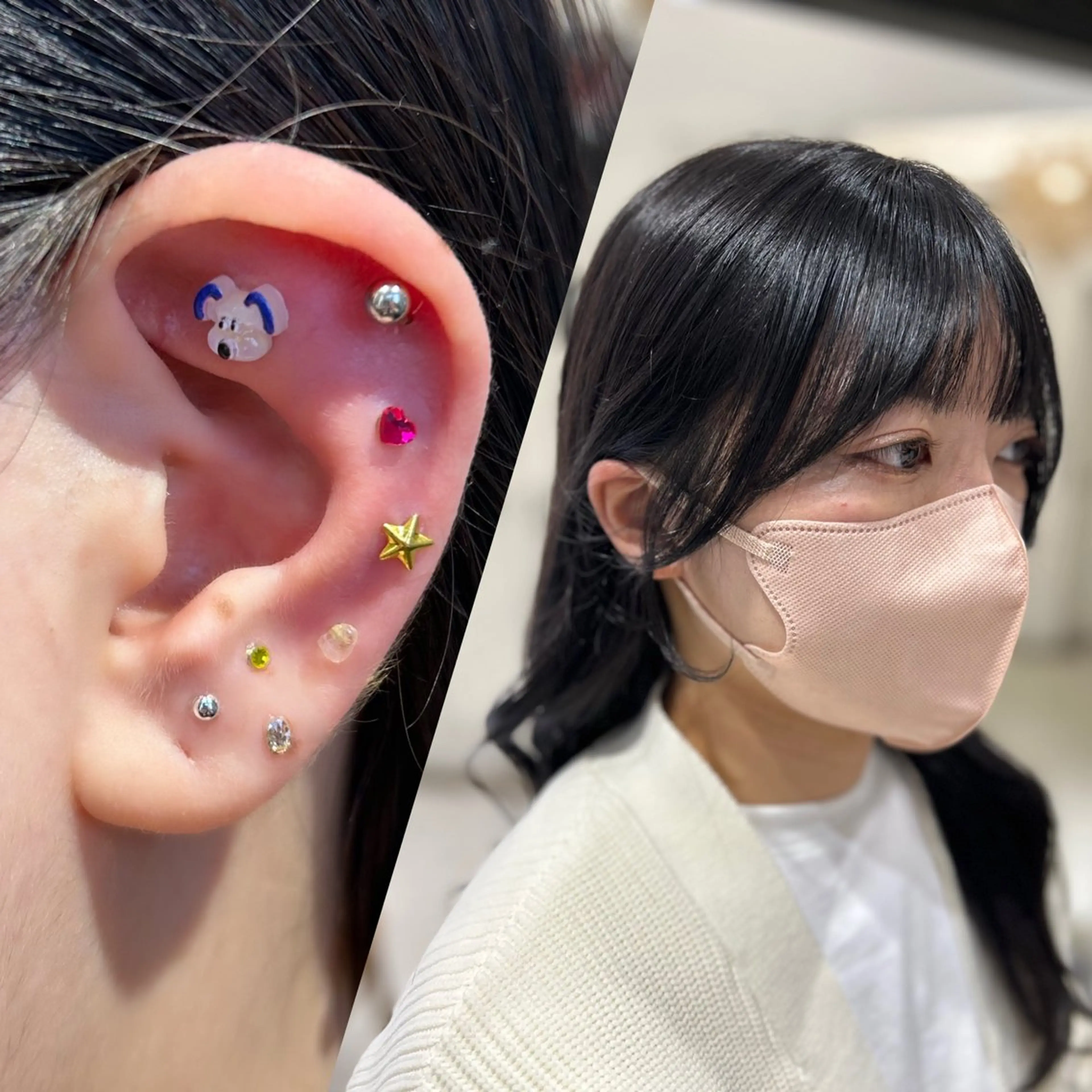 ❬👼🏻minimo限定❭前髪顔まわりカット(コテ巻き仕上げ)➕耳つぼジュエリーDesign(両耳10​〜​14粒)耳ツボの写真