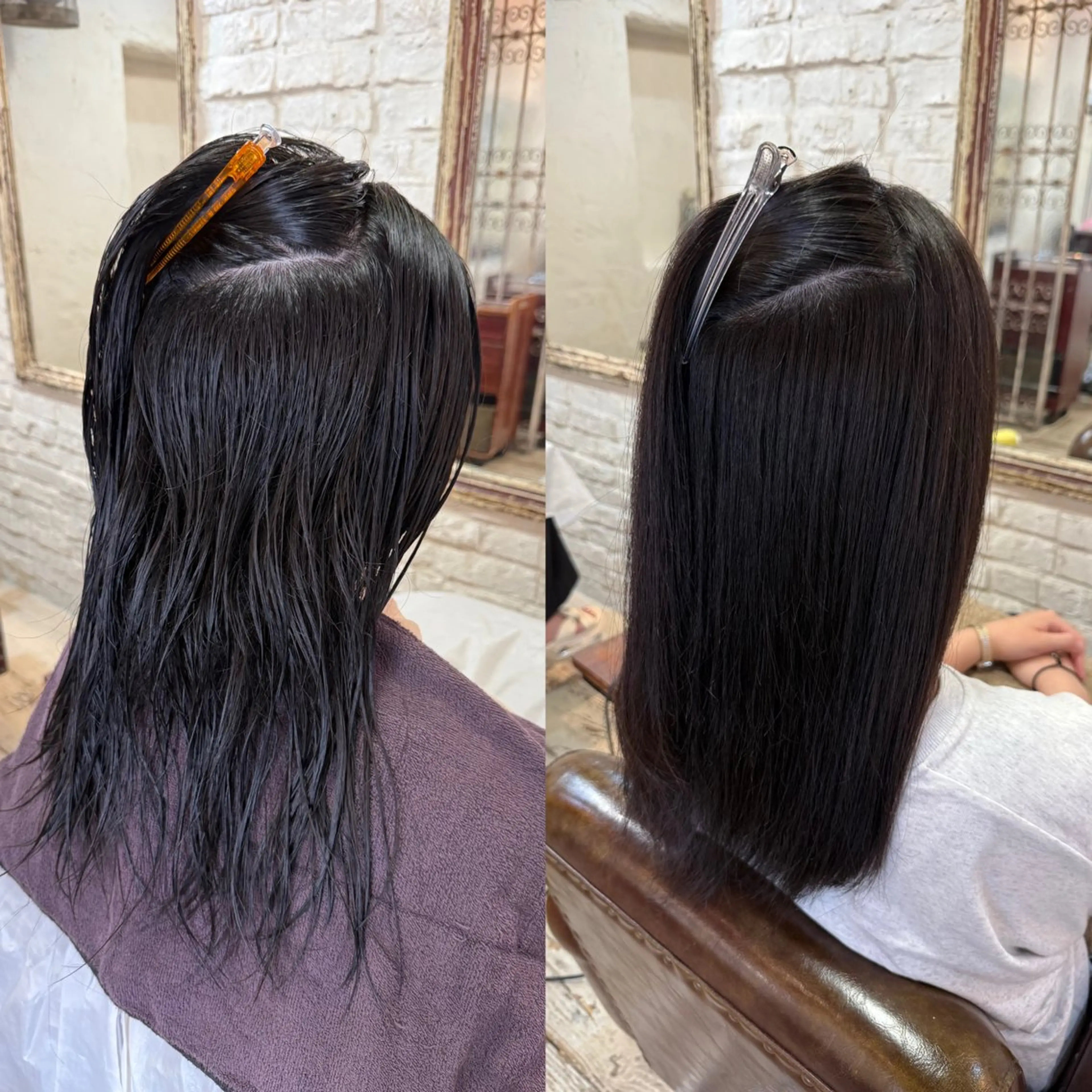 セミロング セミロングパーマ 縮毛矯正 透明感カラー🫧 nanamiのヘアスタイル
