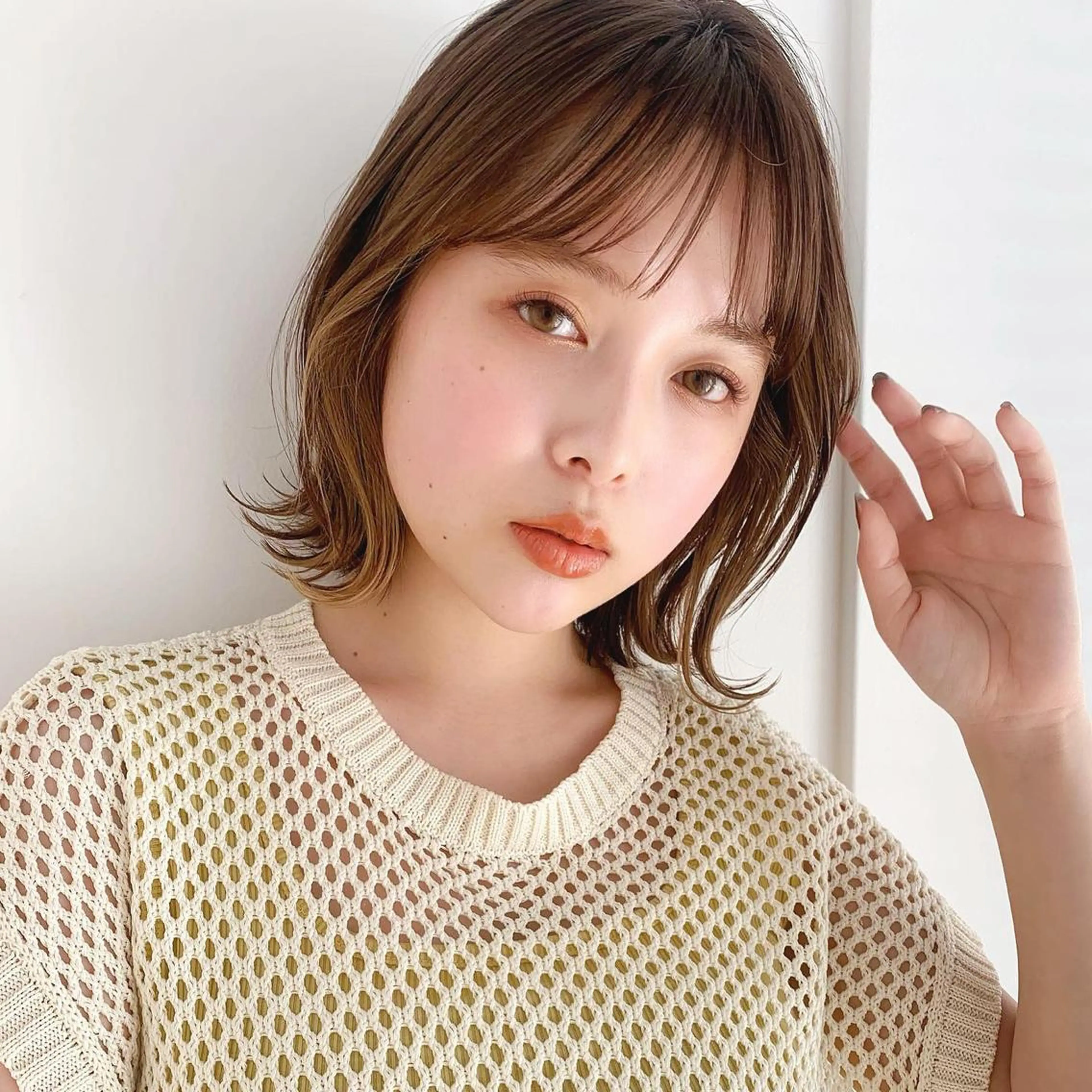 ミディアム カラー カット ヘアカラー トリートメント 🌱小顔ヘア/ボブ ミディアム/双葉🌱のヘアスタイル