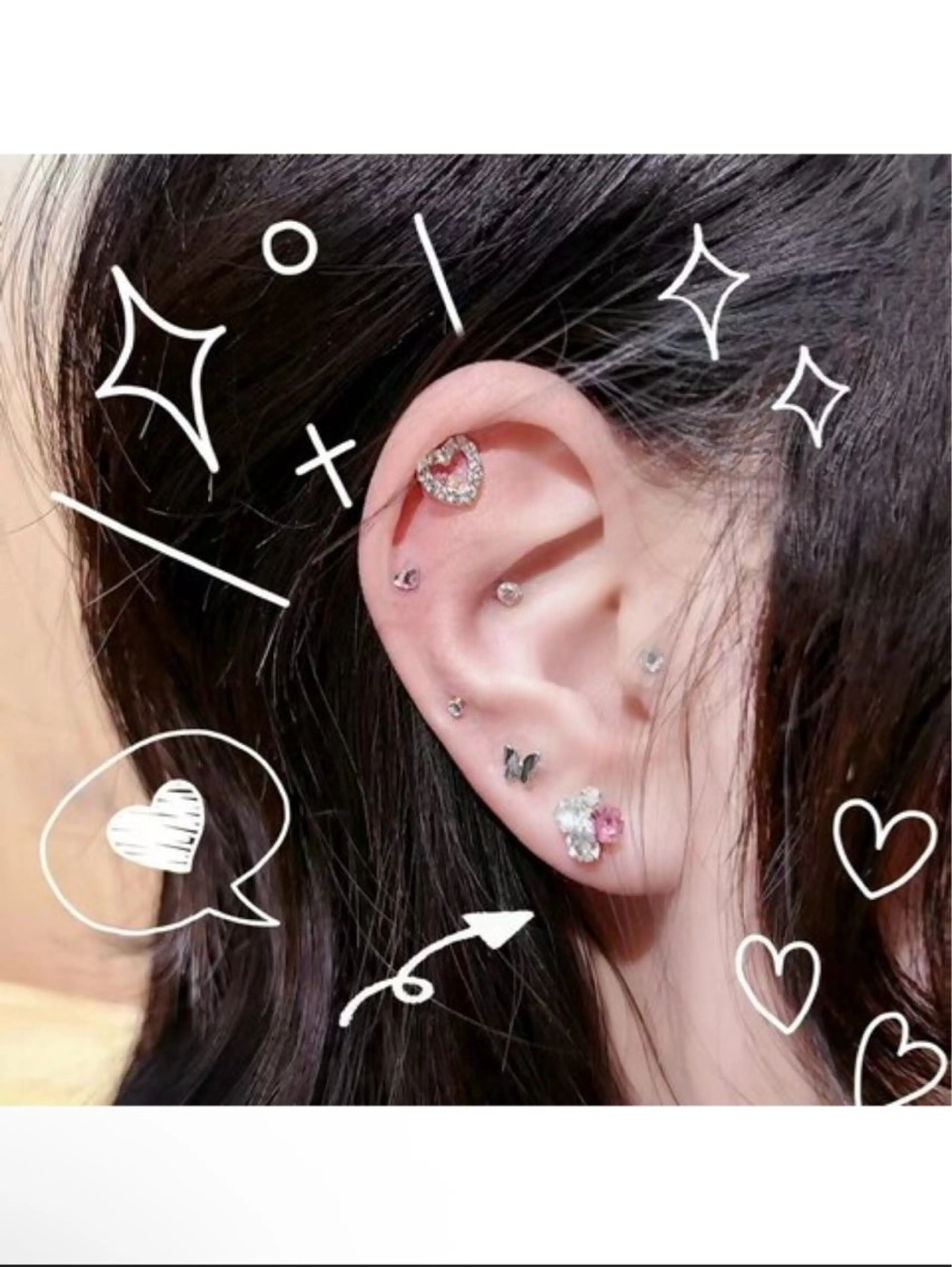 耳ツボジュエリー💎美肌コース（両耳6粒）の写真