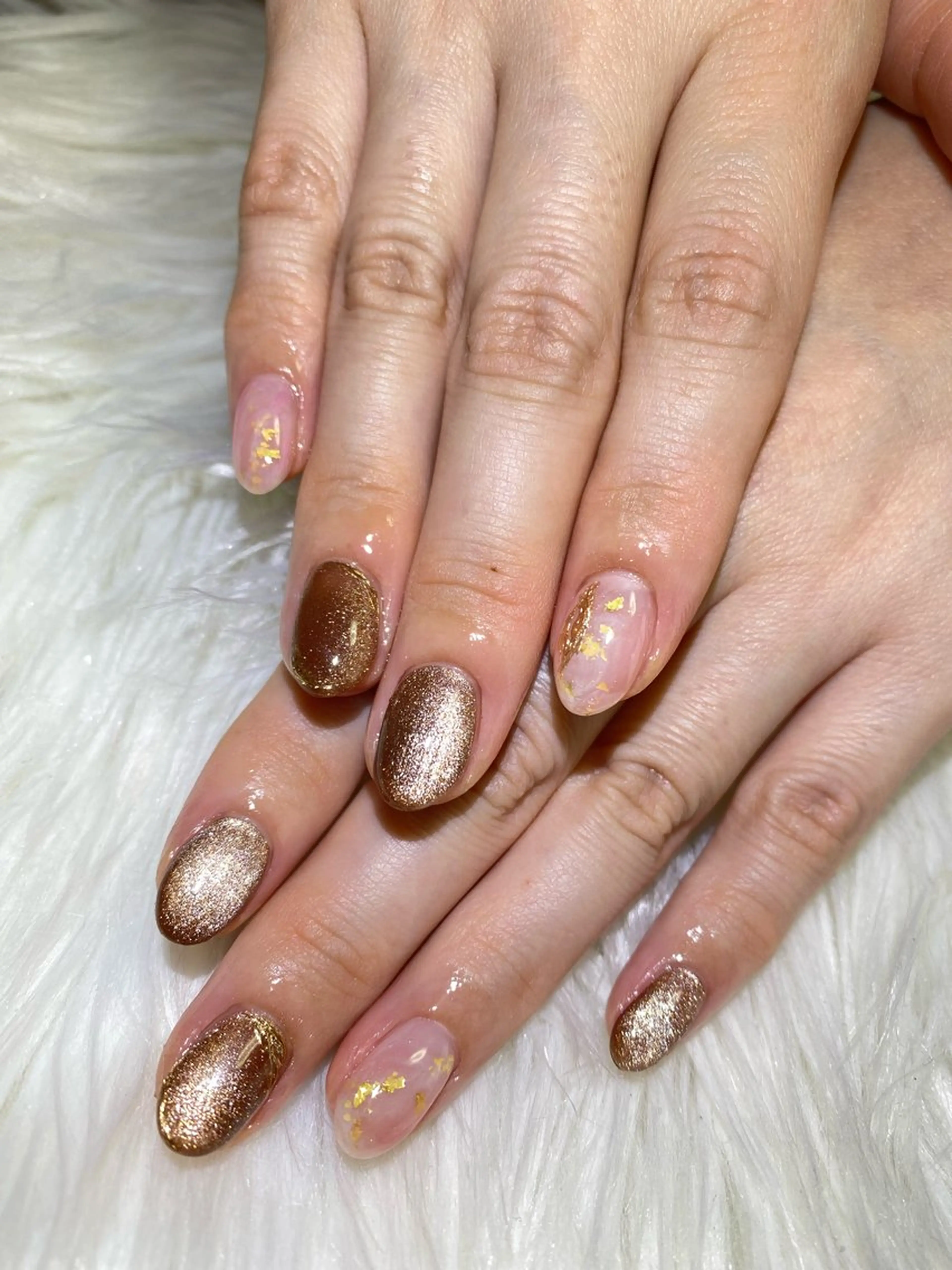 ネイル ブラウン マグネットネイル ニュアンスネイル Esthetic Will所属・will 有希のネイルデザイン