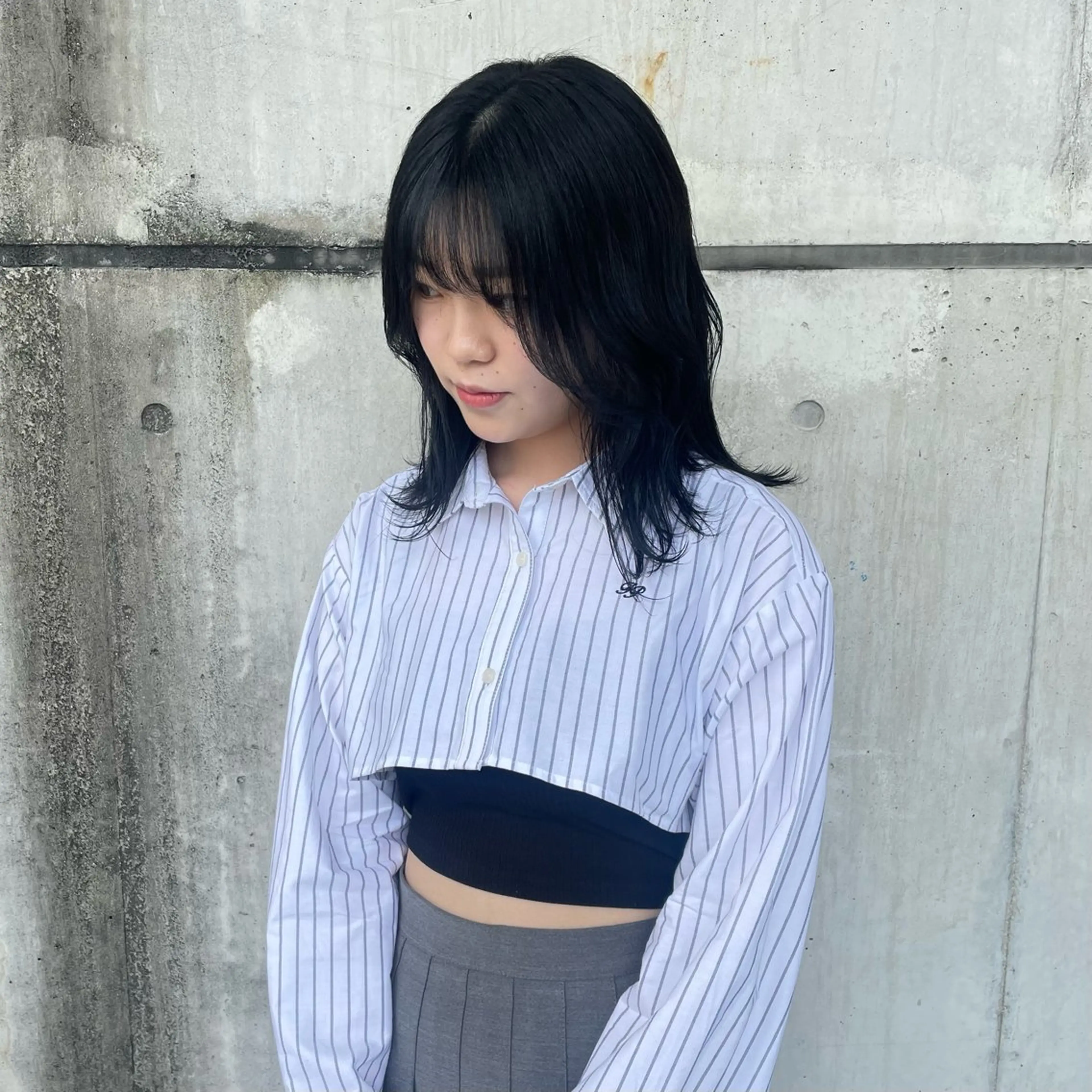 カラー 黒髪 ブルーカラー ブルーブラック 透明感カラー nonoka/ レイヤー透明感カラーのヘアスタイル
