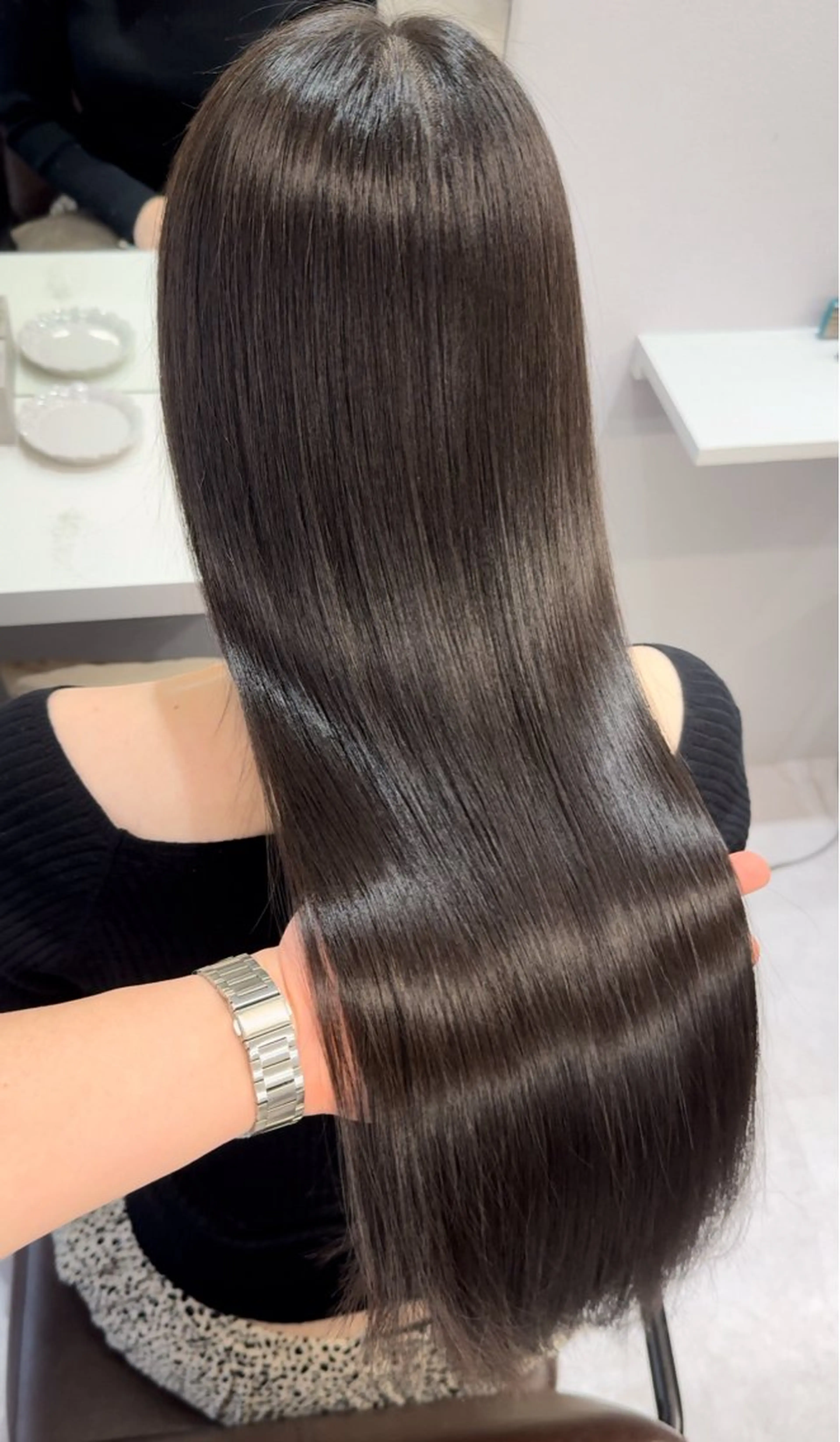 ロング 髪質改善 縮毛矯正 トリートメント 酸性ストレート カット ヘアカラー 縮毛矯正 トリートメント 髪質改善×縮毛矯正 Core梅田　片山のヘアスタイル