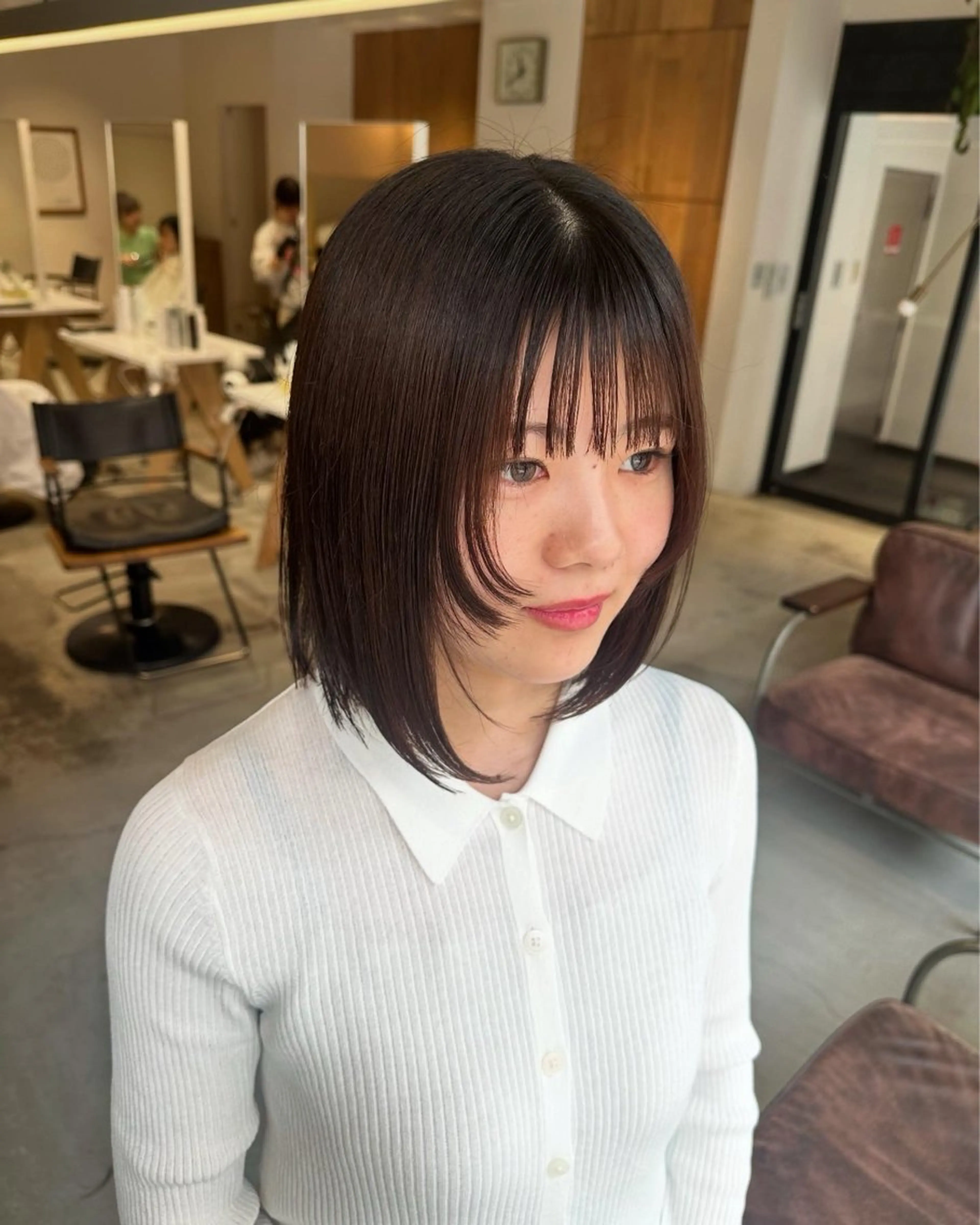ミディアム ボブ 顔まわりレイヤー 顔周りカット レイヤーカット 外ハネヘア 優依 /カットモデル募集中のヘアスタイル