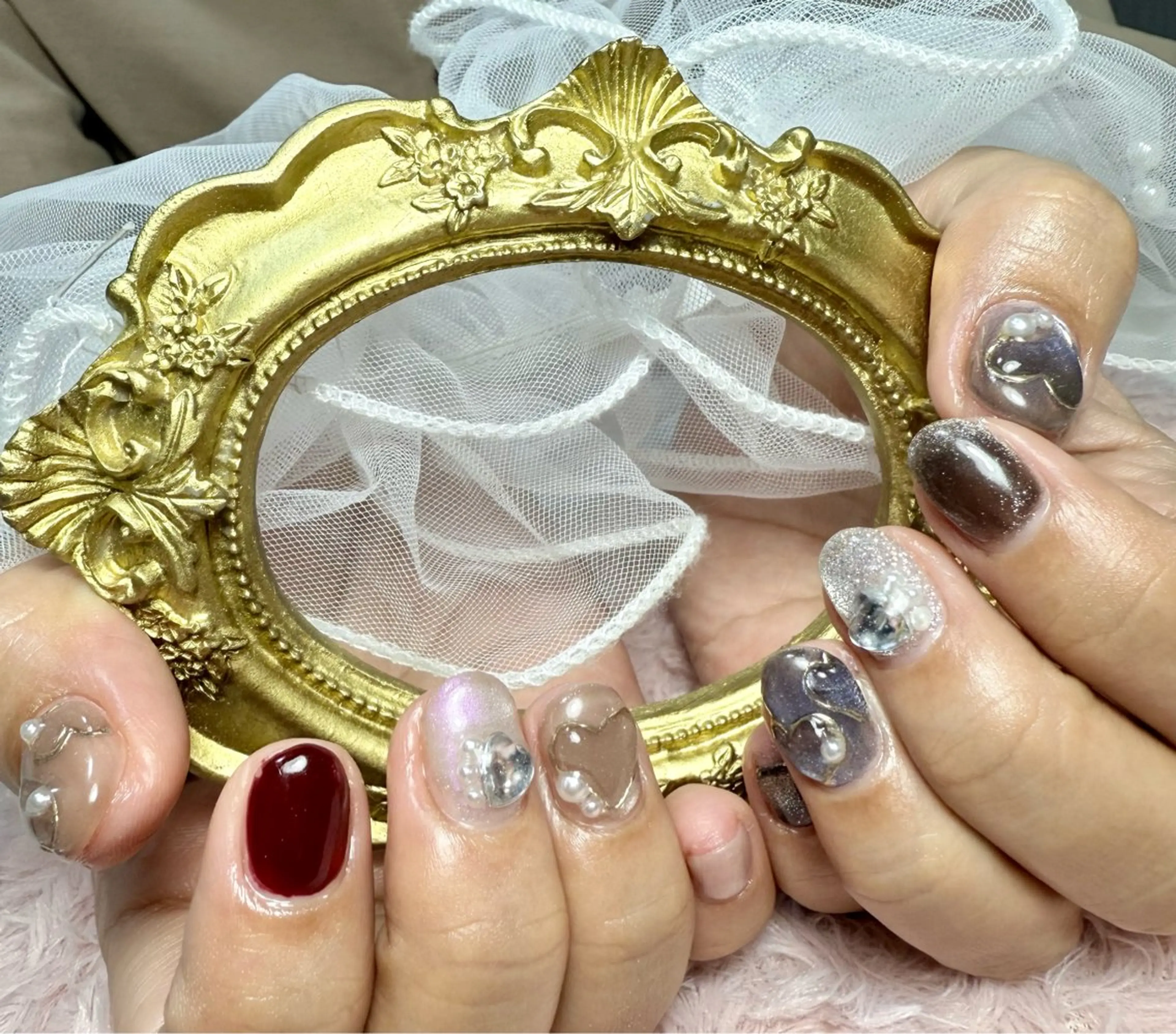 ネイル アートネイル チークネイル フラッシュネイル フラッシュマグ フレンチネイル M.N_ nailのネイルデザイン