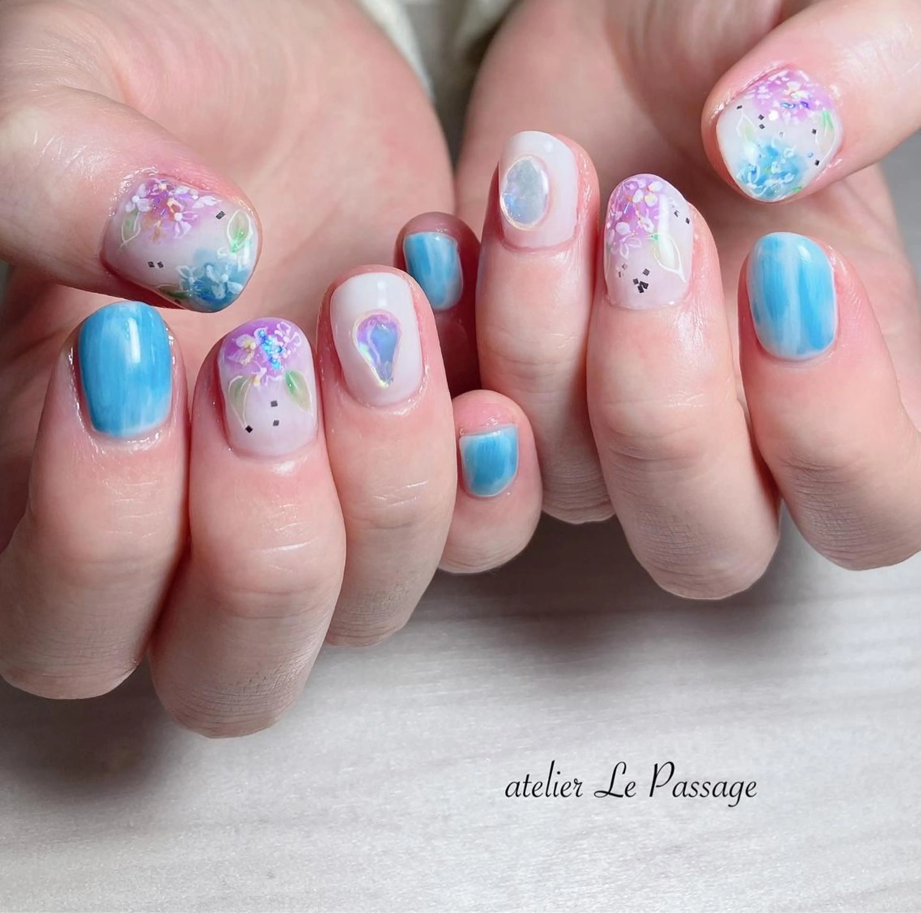 ネイル フラワーネイル ジェルネイル パラジェル 夏ネイル Atelier Le Passage所属・h nakatsukaのネイルデザイン