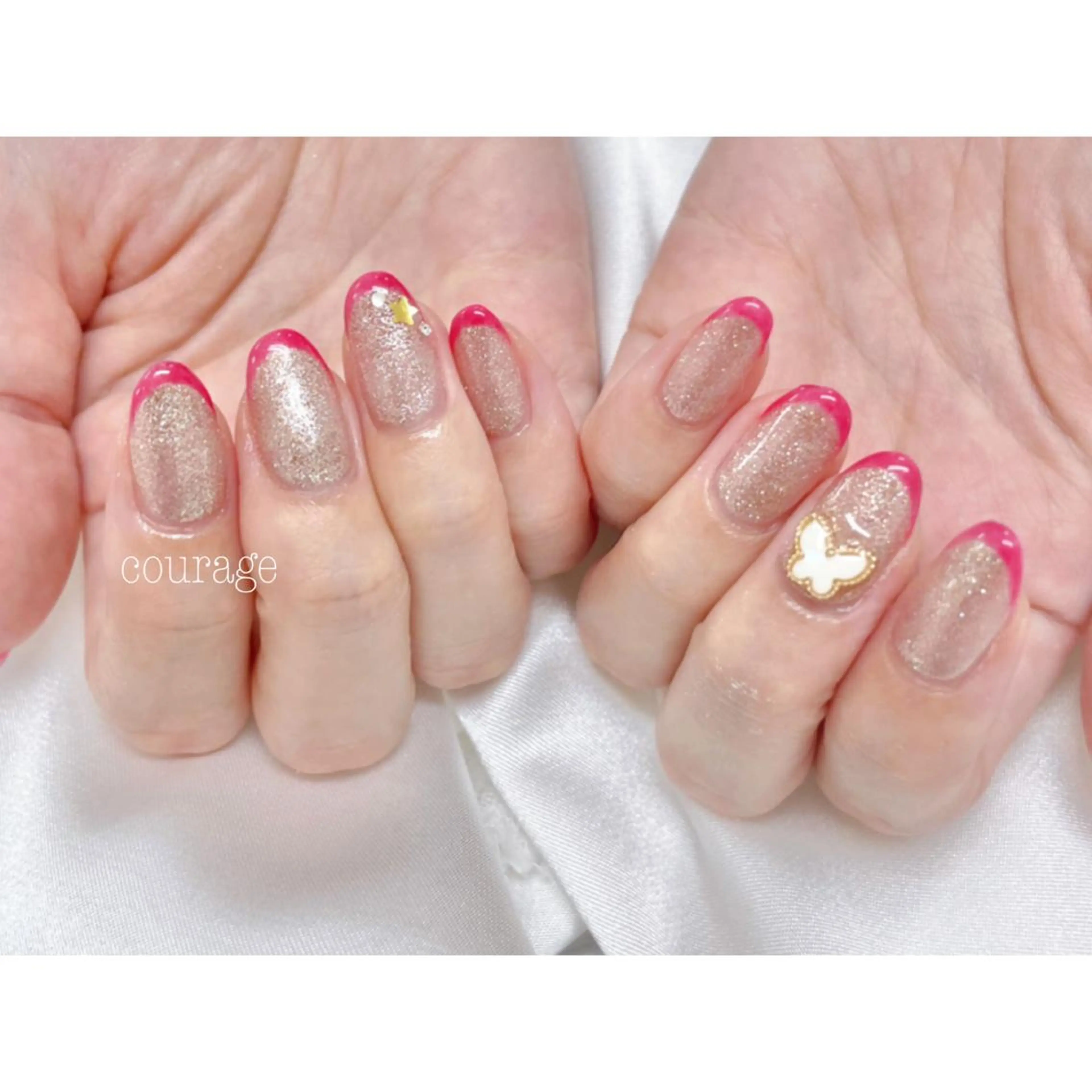 ネイル フレンチネイル ピンク ハンドネイル ネイルサロンcourage所属・ネイルサロン courageのネイルデザイン