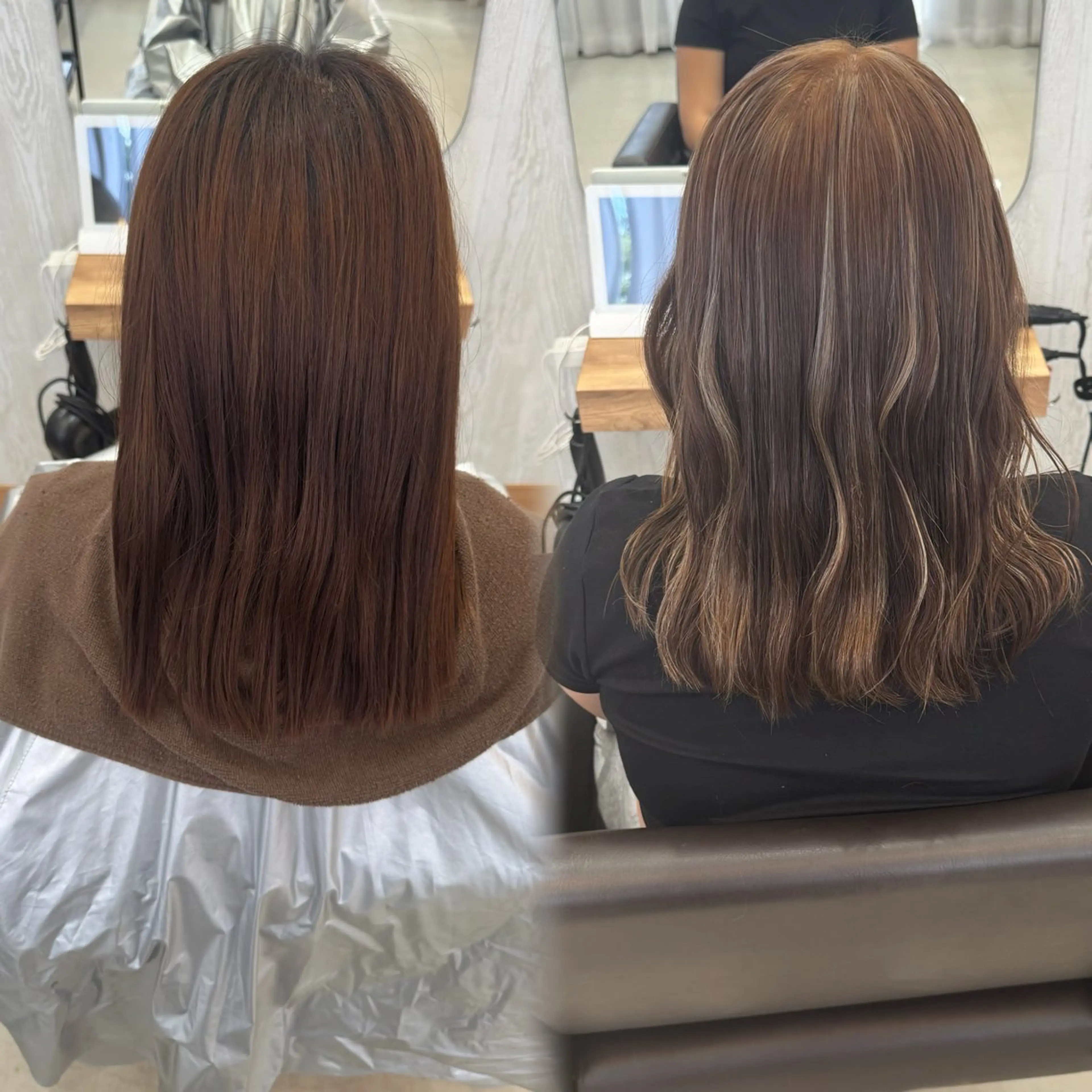 セミロング ハイライト ヘアカラー lapereau ayanaのヘアスタイル