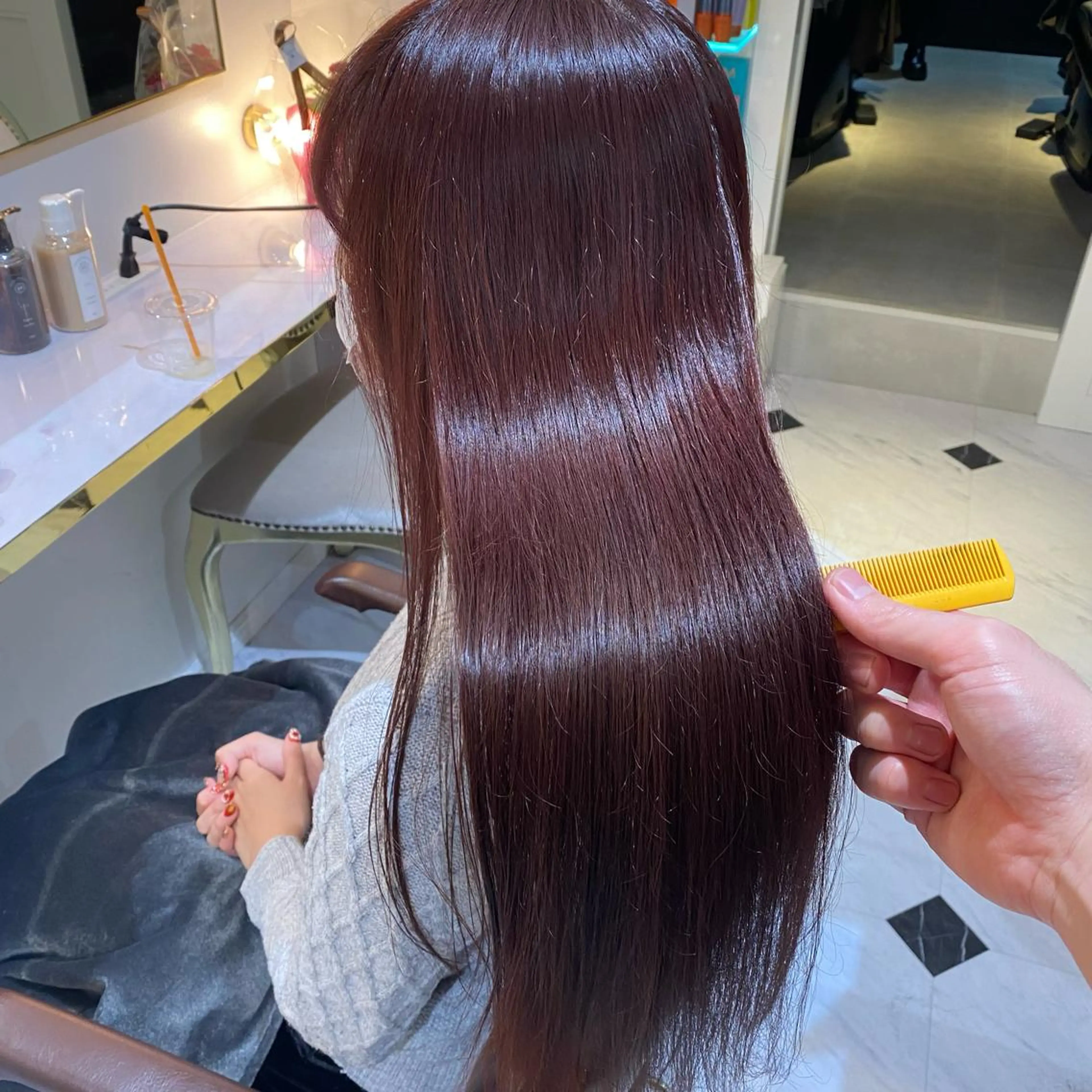 セミロング カラー 髪質改善 トリートメント ヘアカラー トリートメント ekolu北梅田店所属・梅田中崎町髪質改善 /オキヒロト/エコルのヘアスタイル