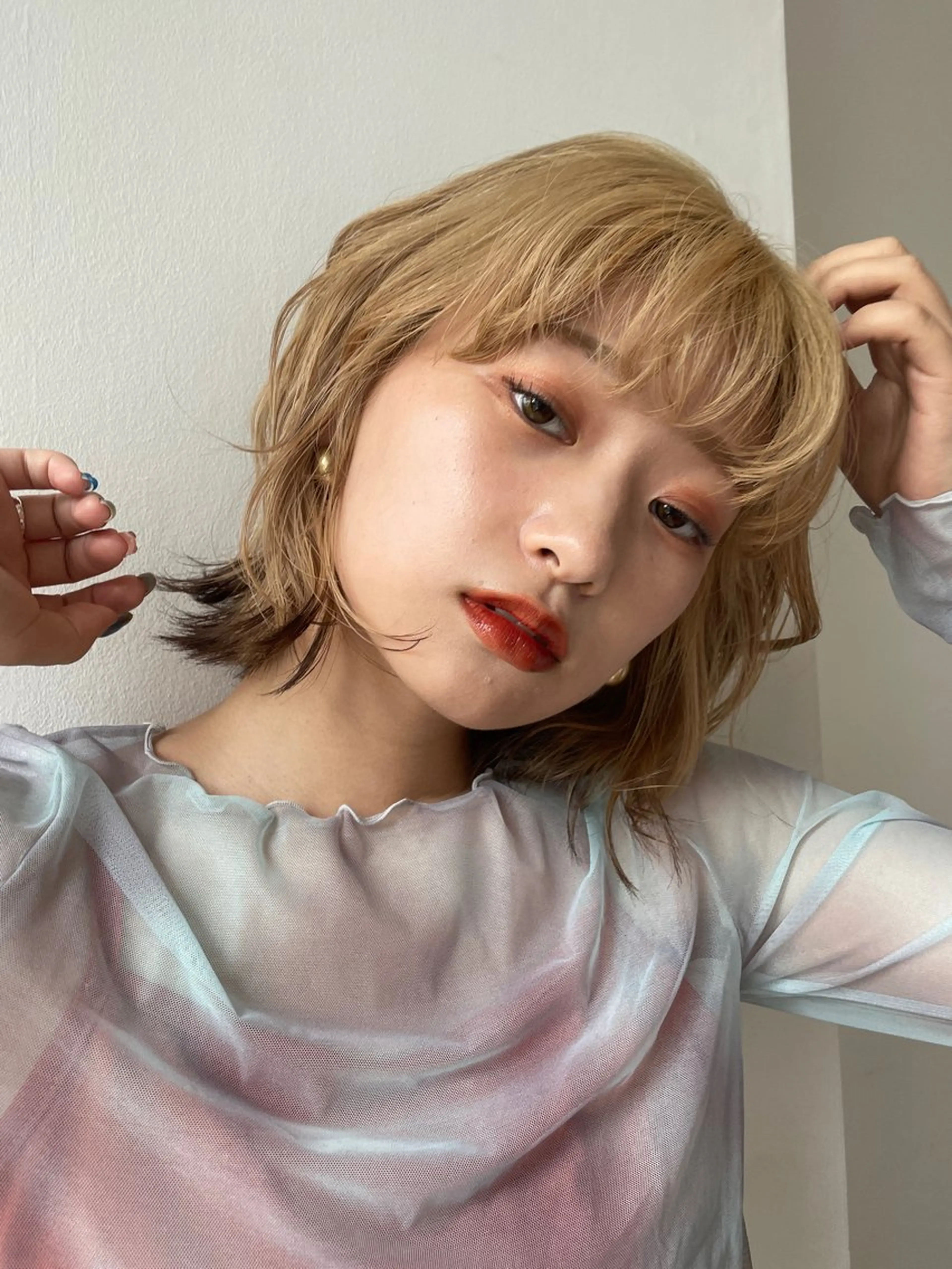 ショート カラー パーマ ヘアアレンジ レイヤー/ 透明感カラー/マドカのヘアスタイル