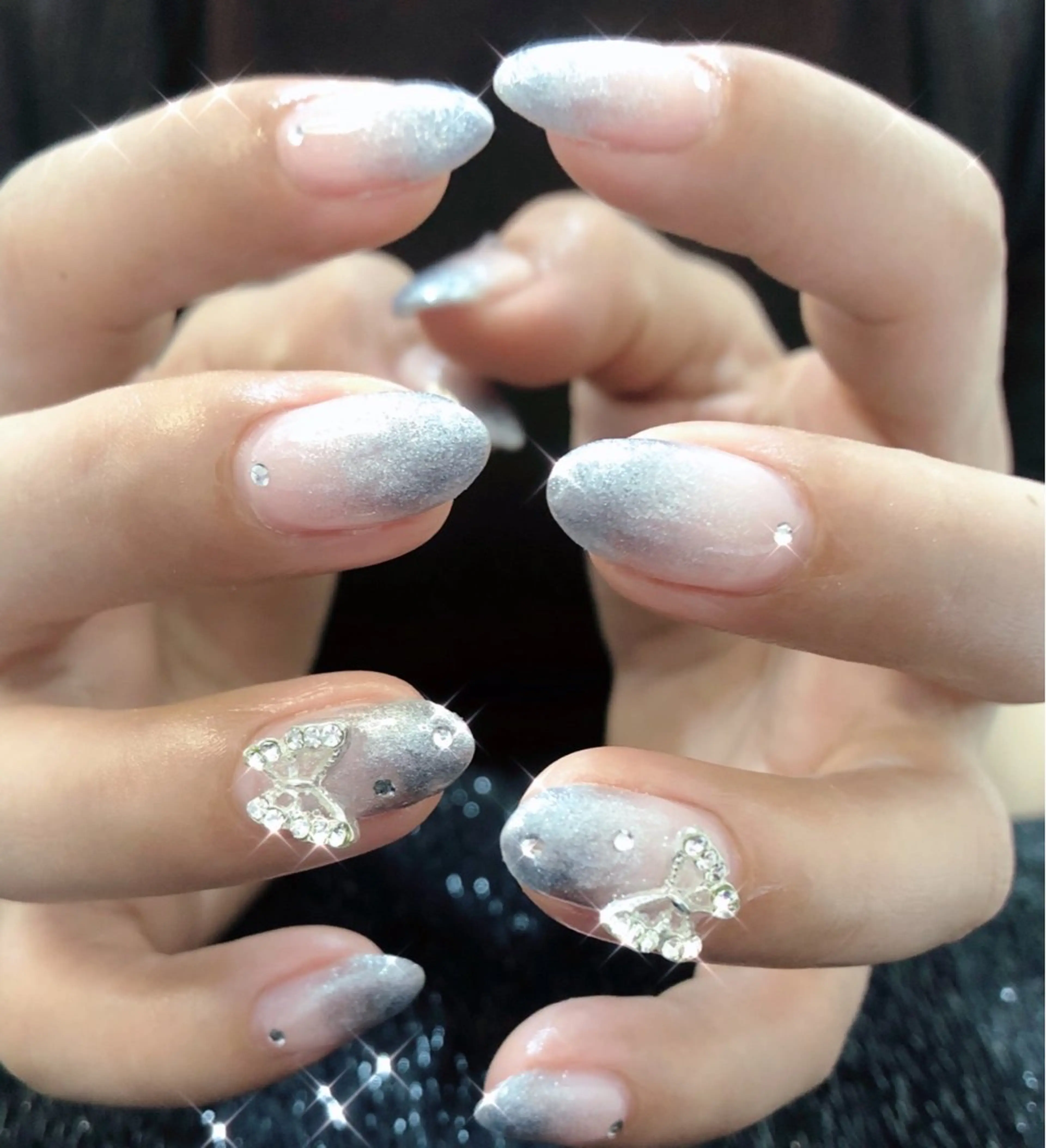 ネイル フレンチネイル ジェルネイル ガラスフレンチ ゴージャス グラデーション 大門浜松町 ネイルのネイルデザイン